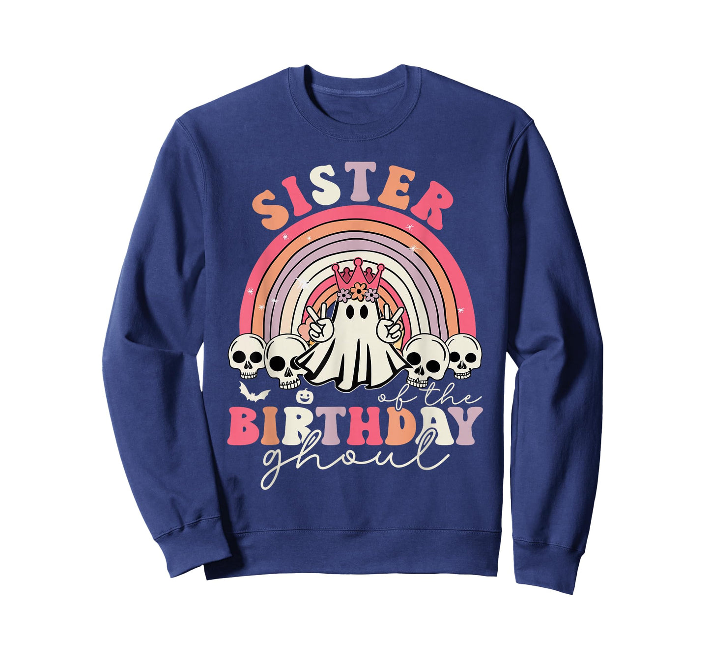 Sister Of The Birthday Ghoul Rainbow Ghost Halloween Bday T-Shirt