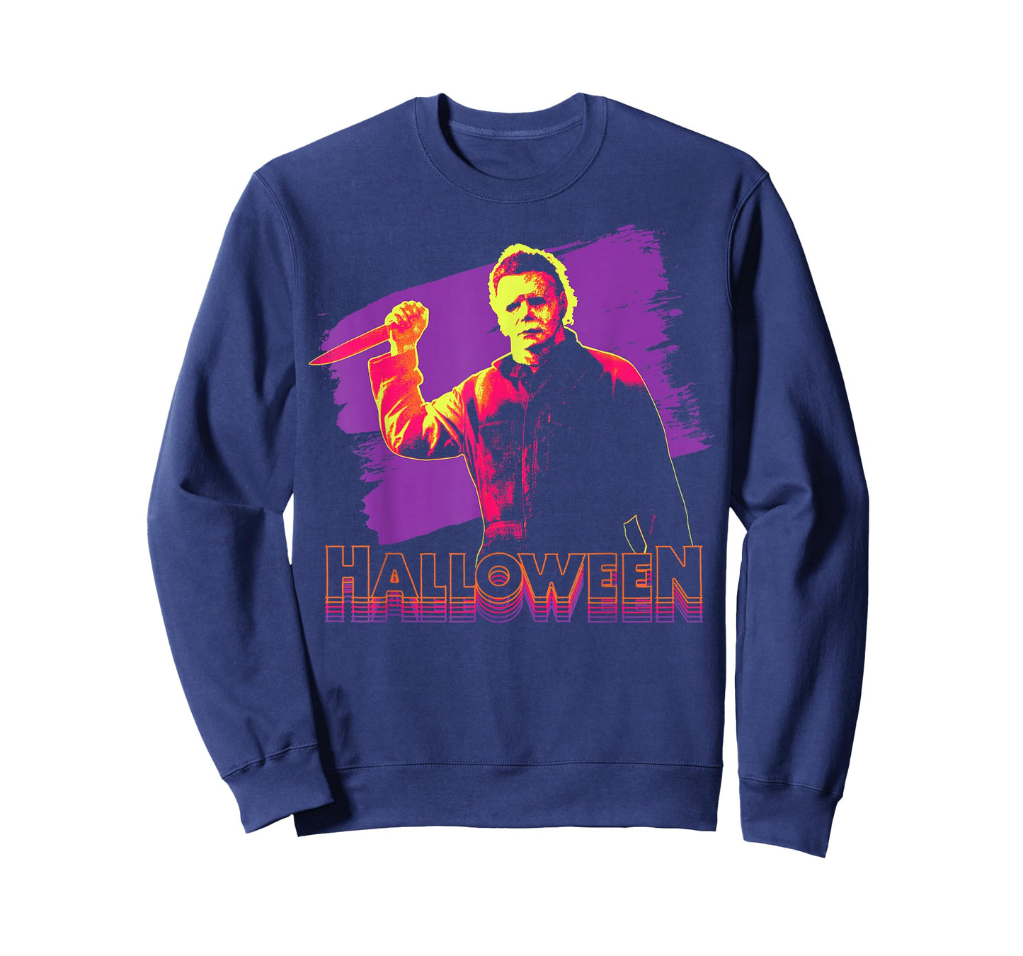 Halloween Michael Myers Neon Portrait T-Shirt Small
