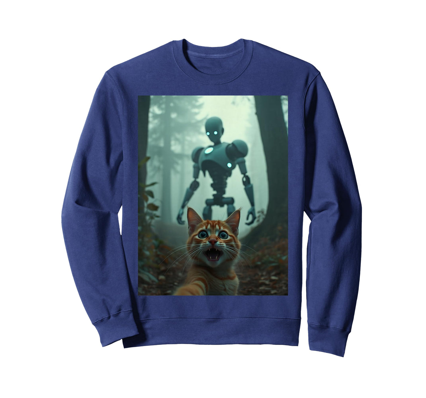 Cat Selfie With Robot Alien T-Shirt