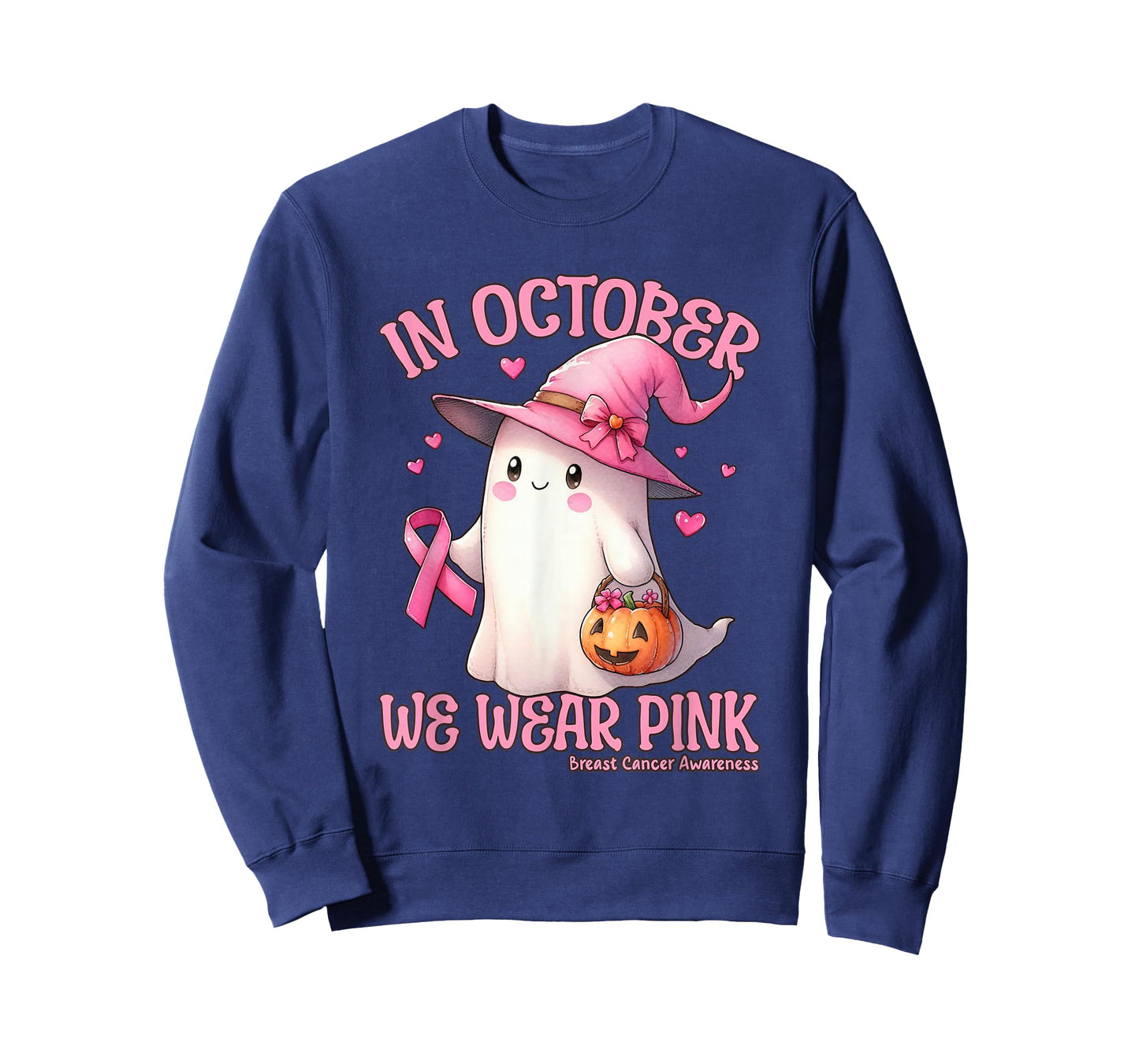 in October We Wear Pink Shirt Ghost Breast Cancer Awareness T-Shirt