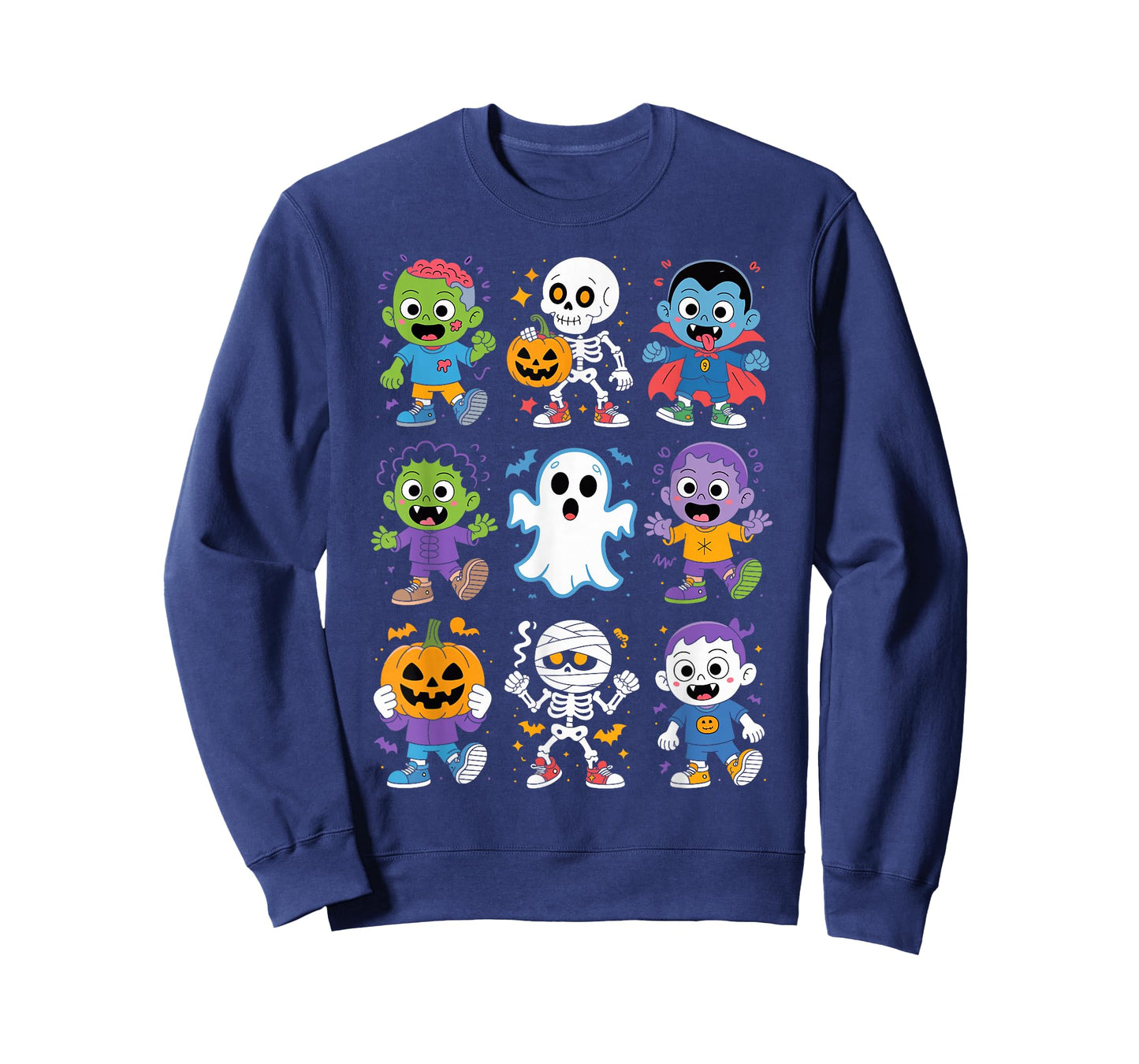 Cute Halloween Kids Cartoon Ghost Zombie Vampire Skeleton T-Shirt