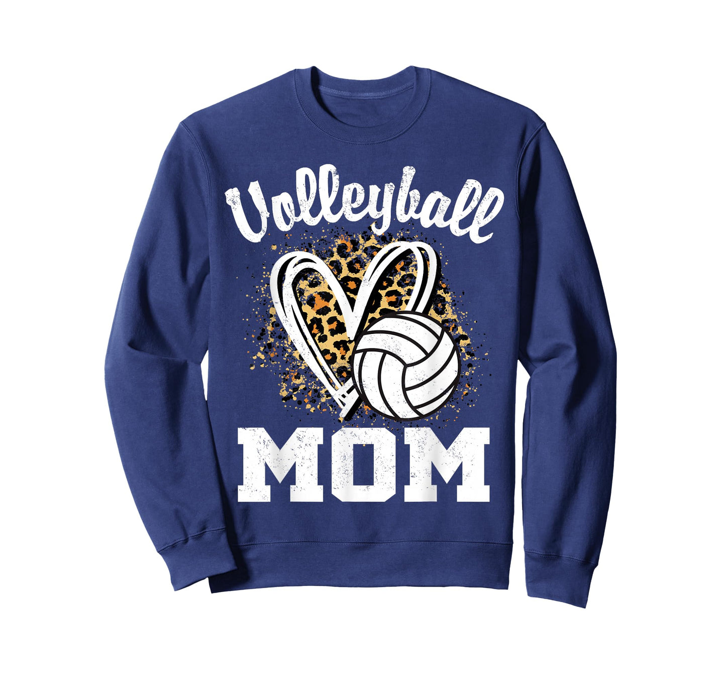 Volleyball Mom Leopard Heart T-Shirt