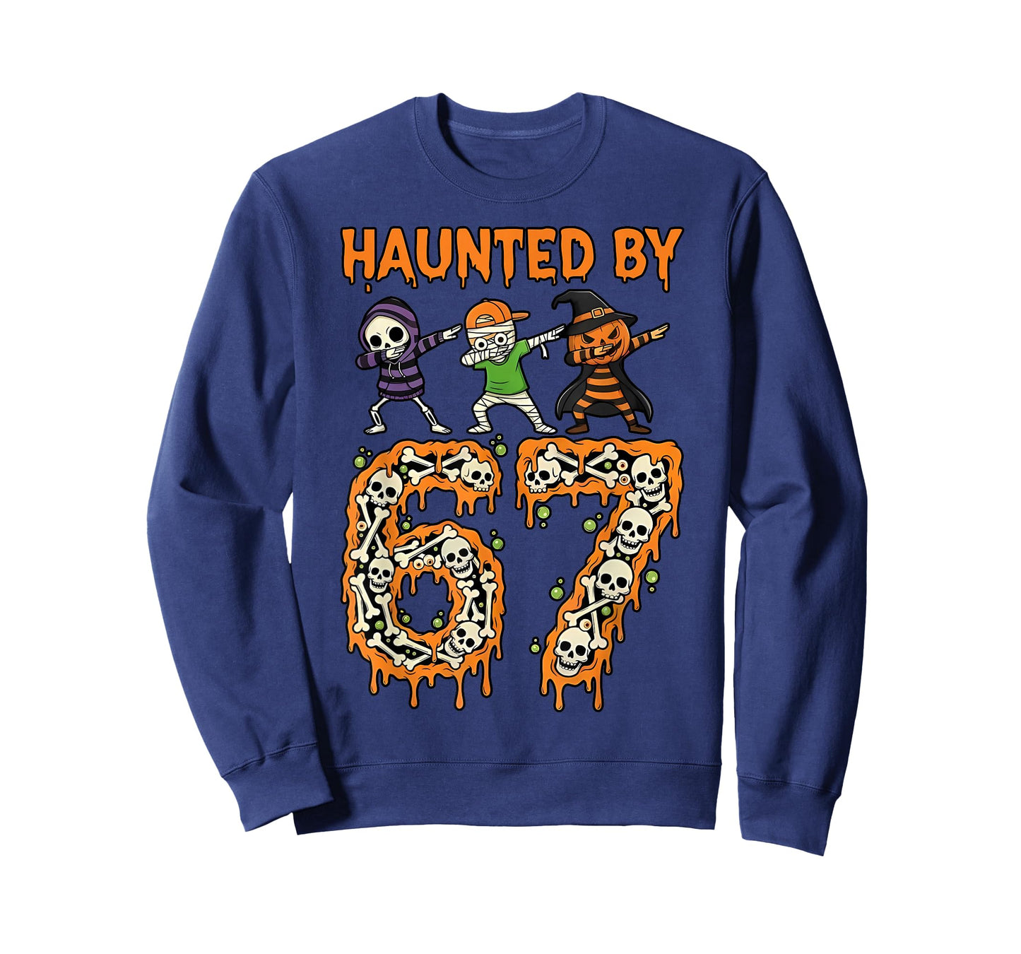 Haunted by 6-7 Halloween Skeleton Dabbing Meme Men Women T-Shirt