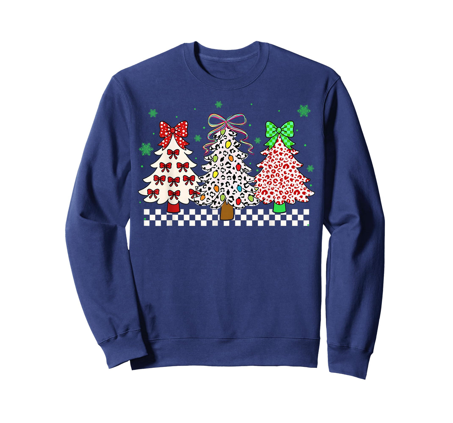 Coquette Bow Christmas Tree Leopard Cute Girly Xmas Colorful T-Shirt