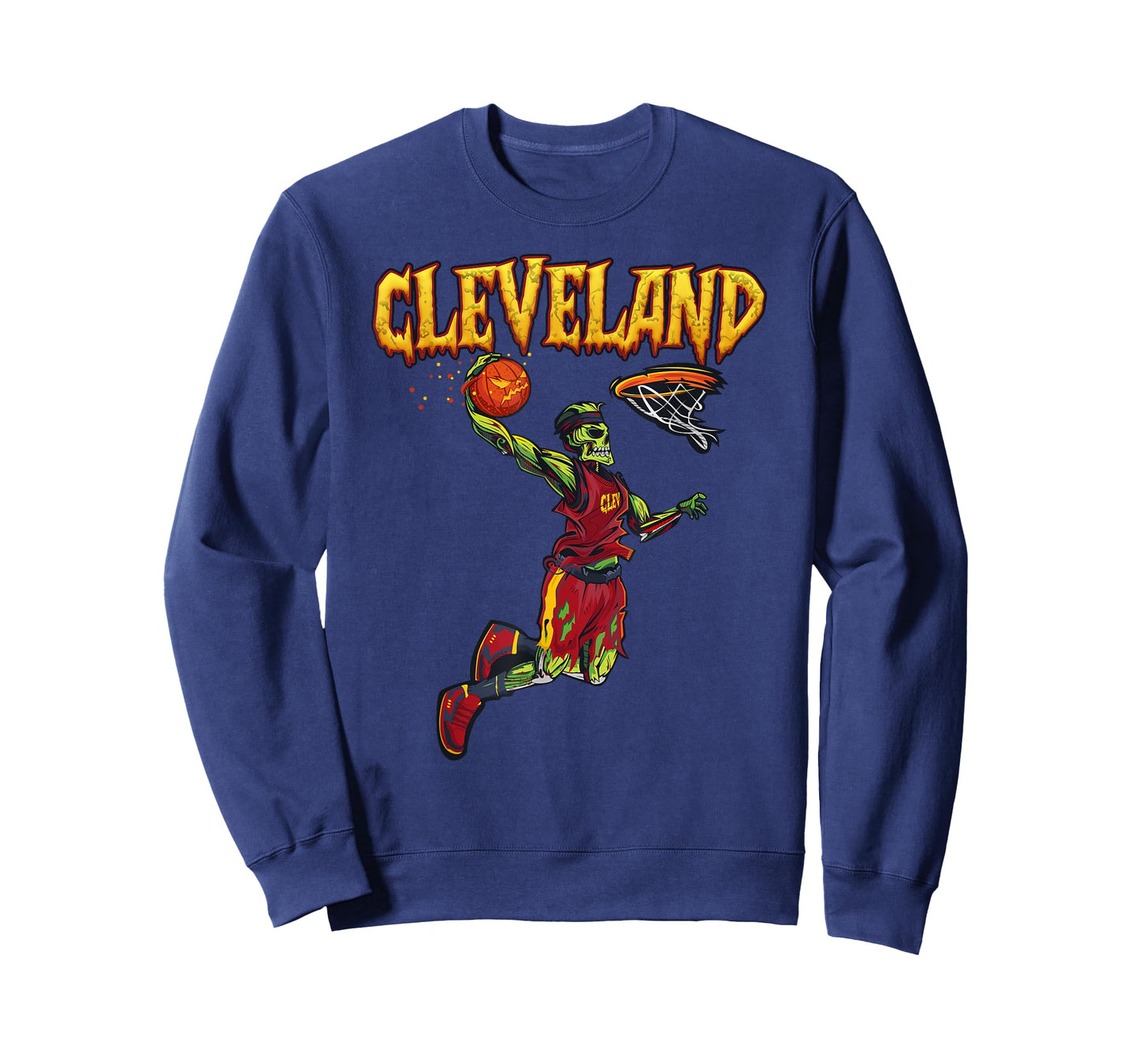 Jump Zombie Cleveland Dunk Player Halloween Pumpkin Ball T-Shirt