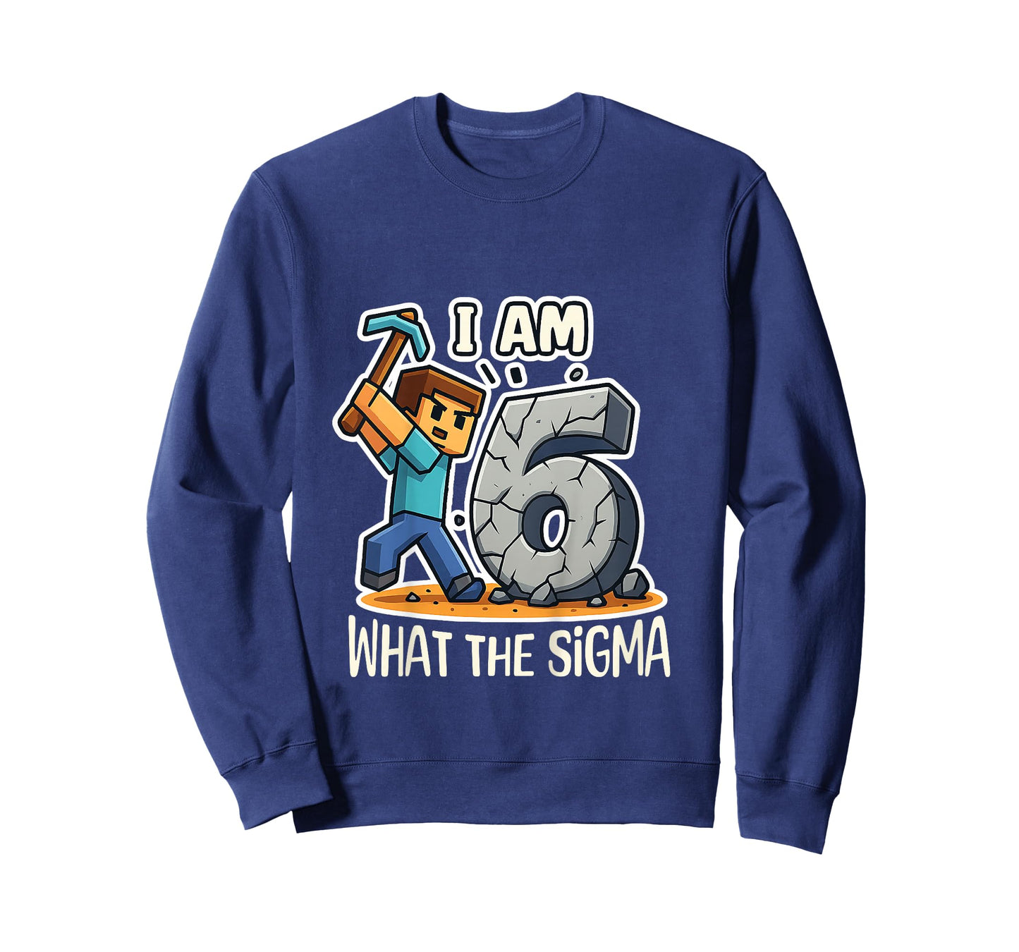 Kids 6 Years Old Sigma Pixel Art Mining Gamer Birthday T-Shirt
