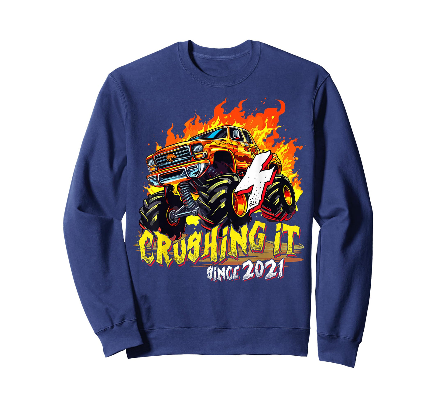 Monster Truck 4 Years Old Crushing It Since 2021 4th Bday T-Shirt