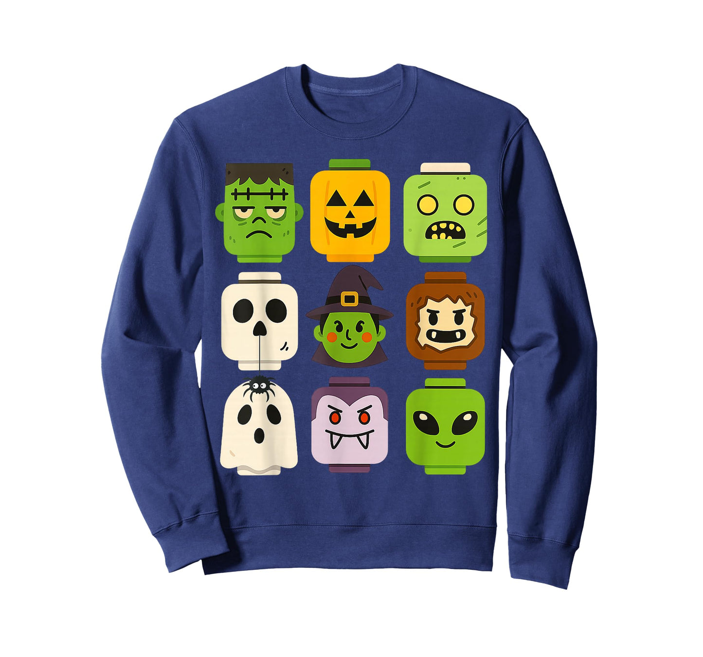 Halloween Building Brick Head Pumpkin Ghost Zombie Boys T-Shirt