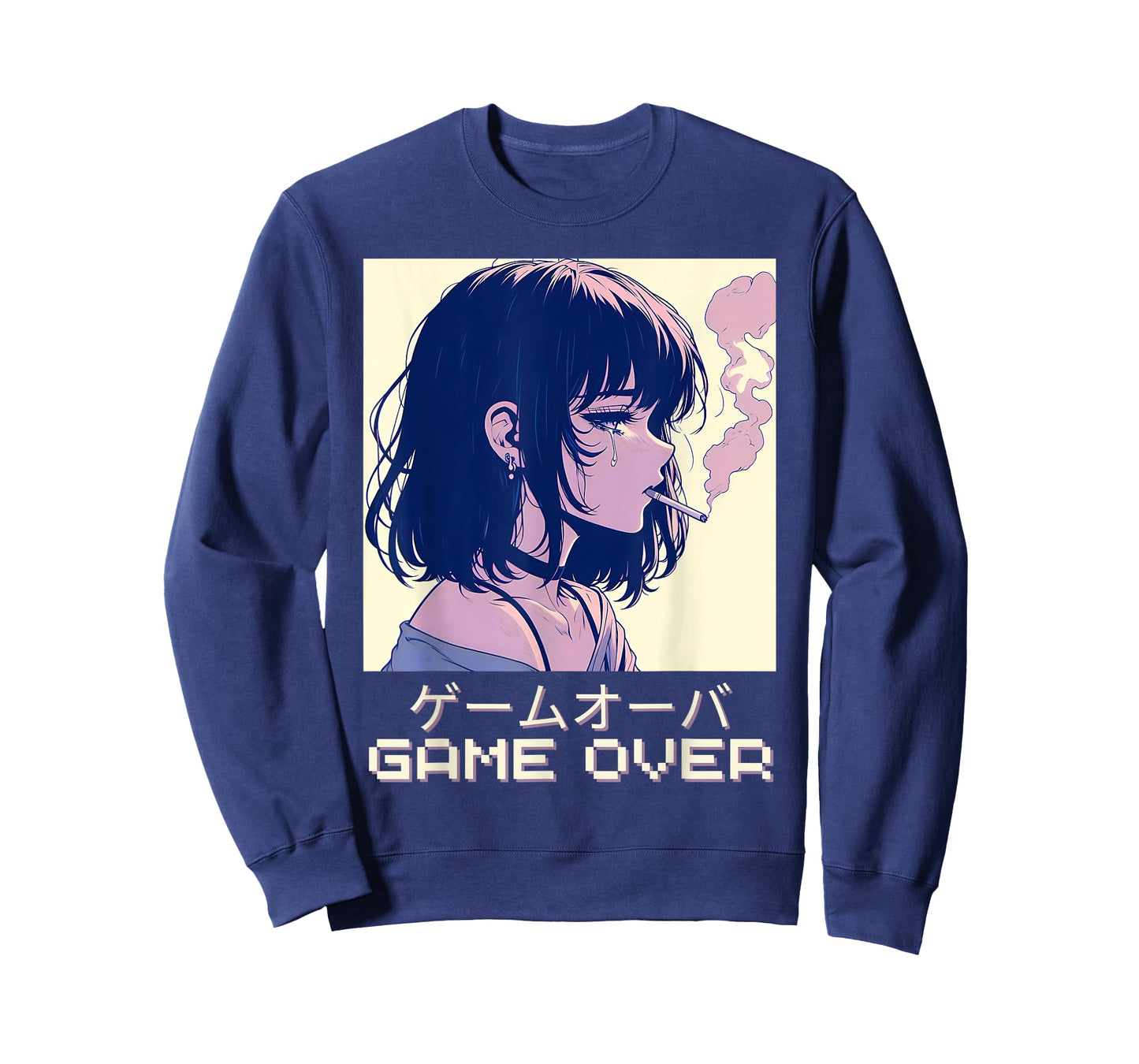90s Japanese Sad Anime Girl Game Over Vaporwave Aesthetic T-Shirt
