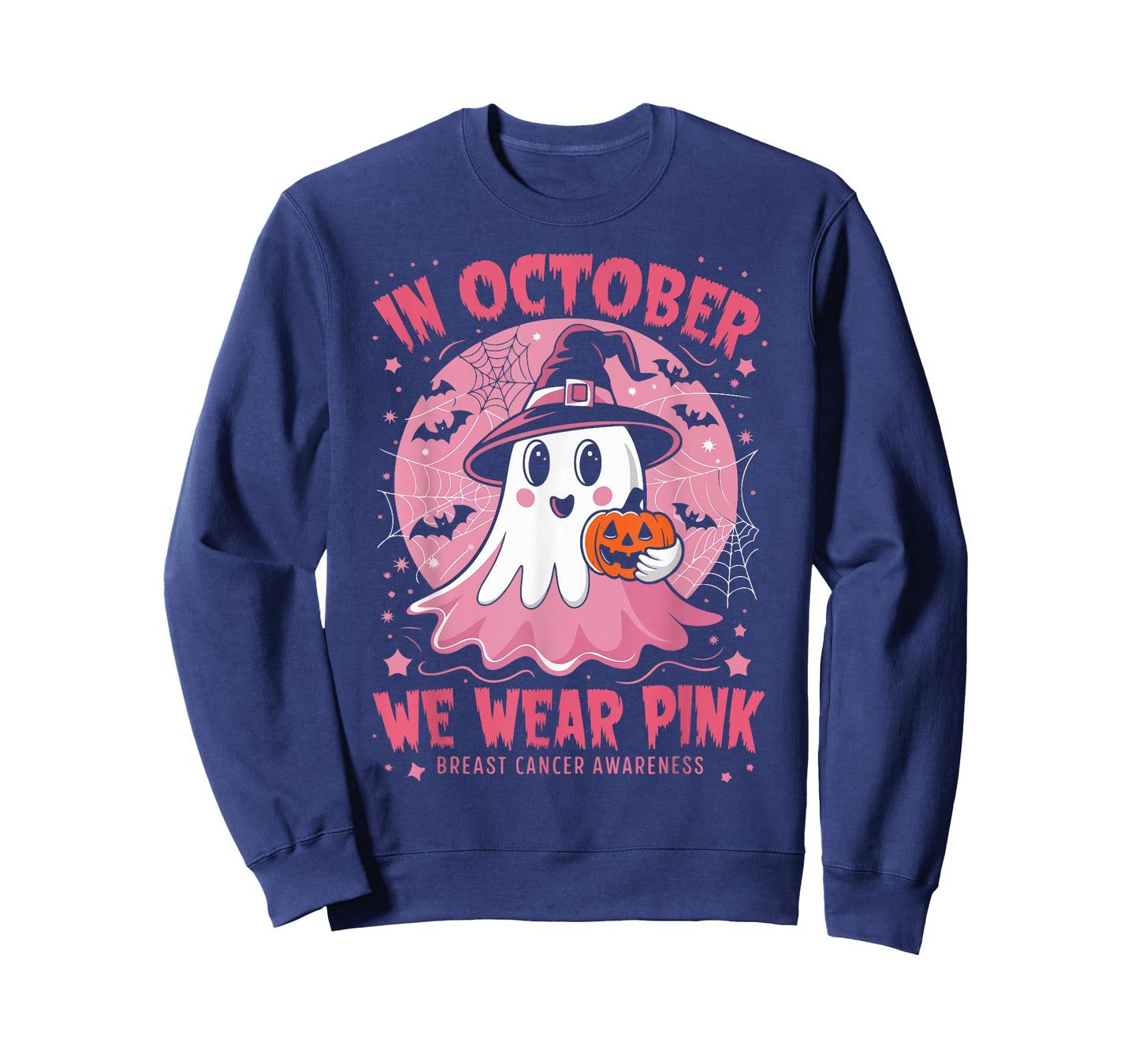 In October We Wear Pink Breast Cancer Awareness Women Ghost T-Shirt