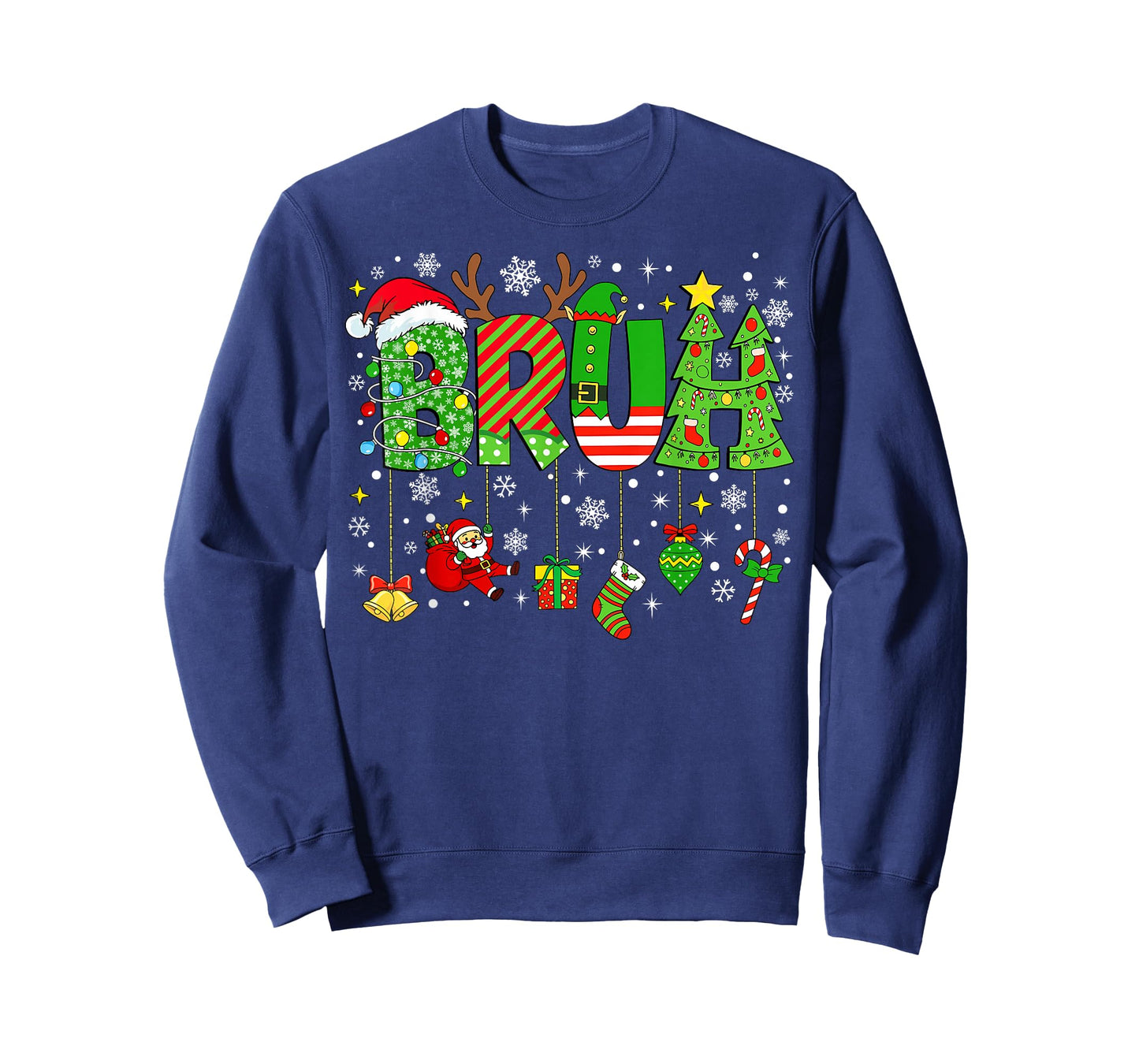 Bruh Funny Christmas Shirt for Teens Boys Kids Xmas Pajamas T-Shirt