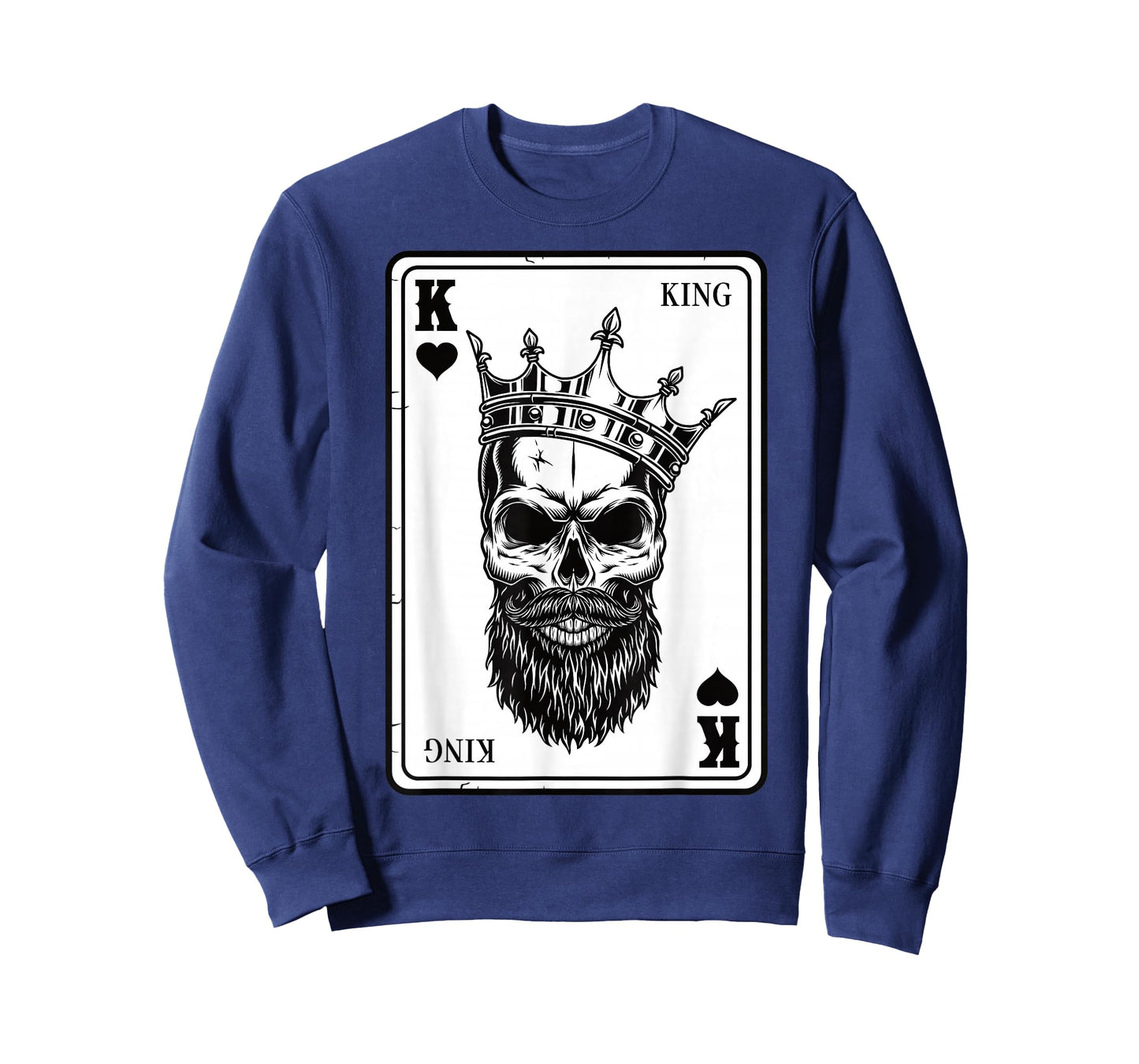 King And Queen Skull - 2/2 Card Hearts Flush Couple Matching T-Shirt