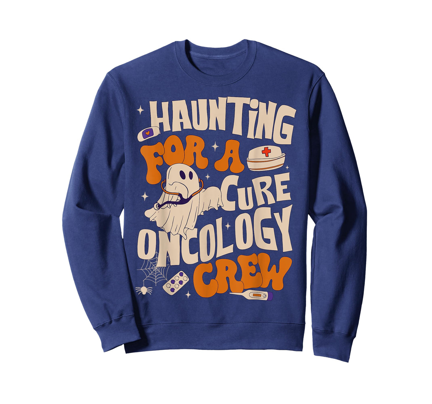 Haunting For A Cure Oncology Crew Ghost Nurse Halloween T-Shirt