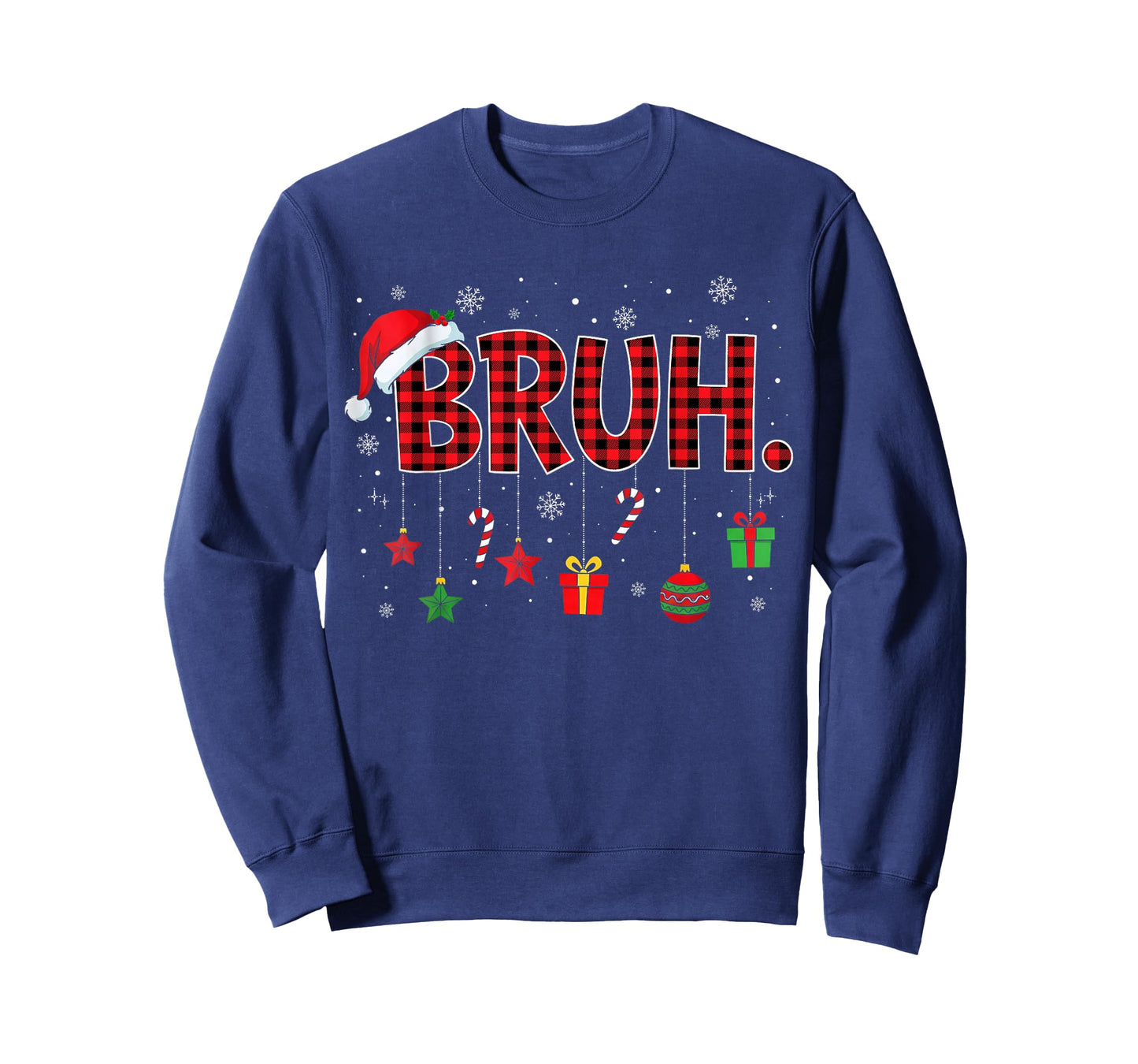 Bruh Funny Christmas Red Plaid Teens Boys Kids Xmas Pajamas T-Shirt