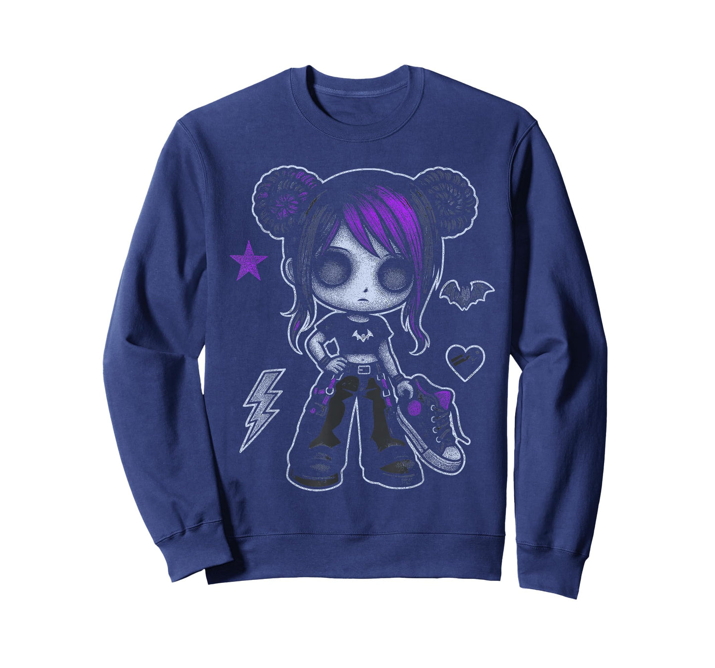 Emo Girl With Purple Highlights And Bat Goth Girl T-Shirt