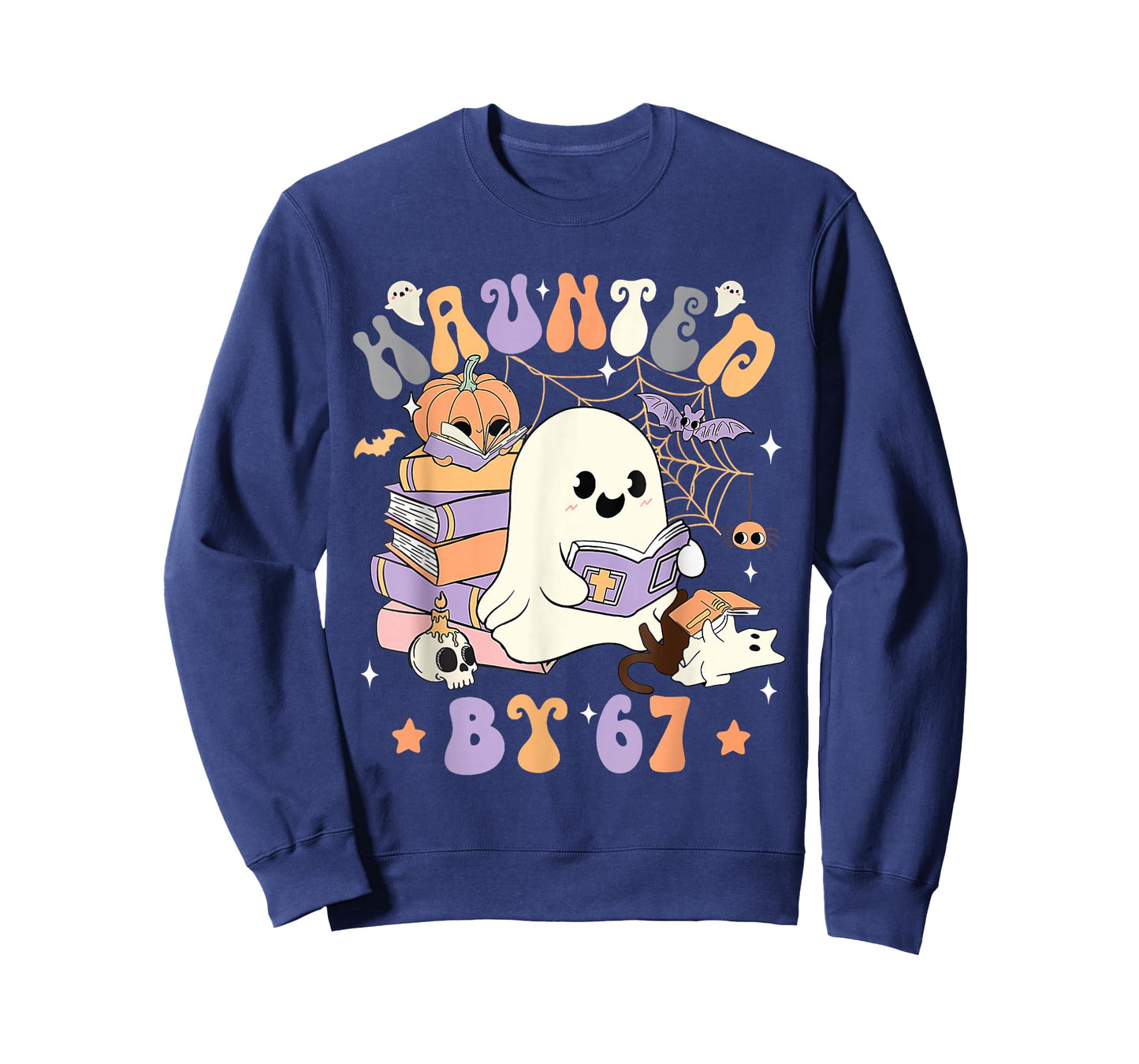 Funny Haunted by 67 - Boo Ghost Pumpkin Halloween Teacher T-Shirt