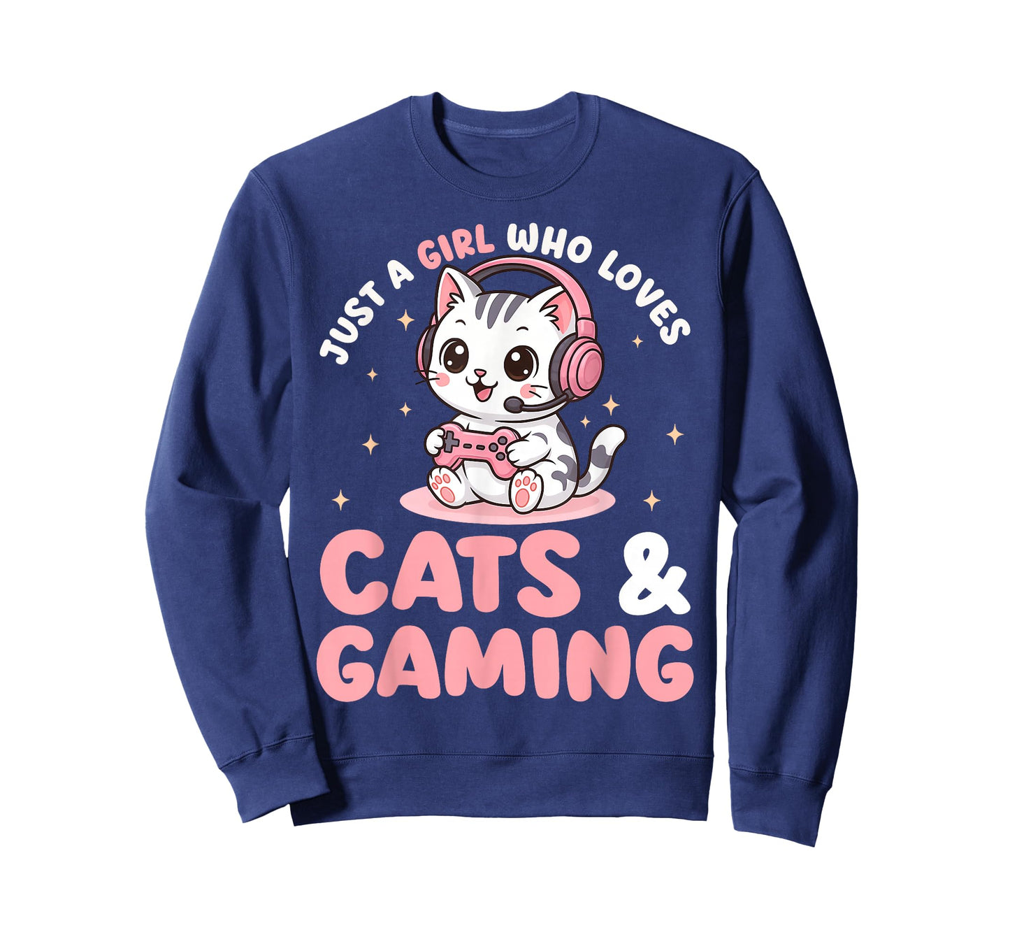 Just A Girl Who Loves Cats and Gaming Cute Gamer Cat Lover T-Shirt