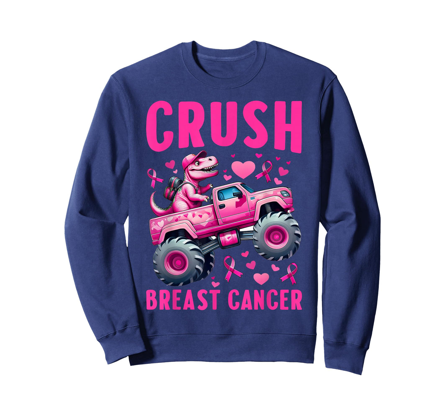 Crush Breast Cancer Awareness Monster Truck Toddler Boy Kids T-Shirt