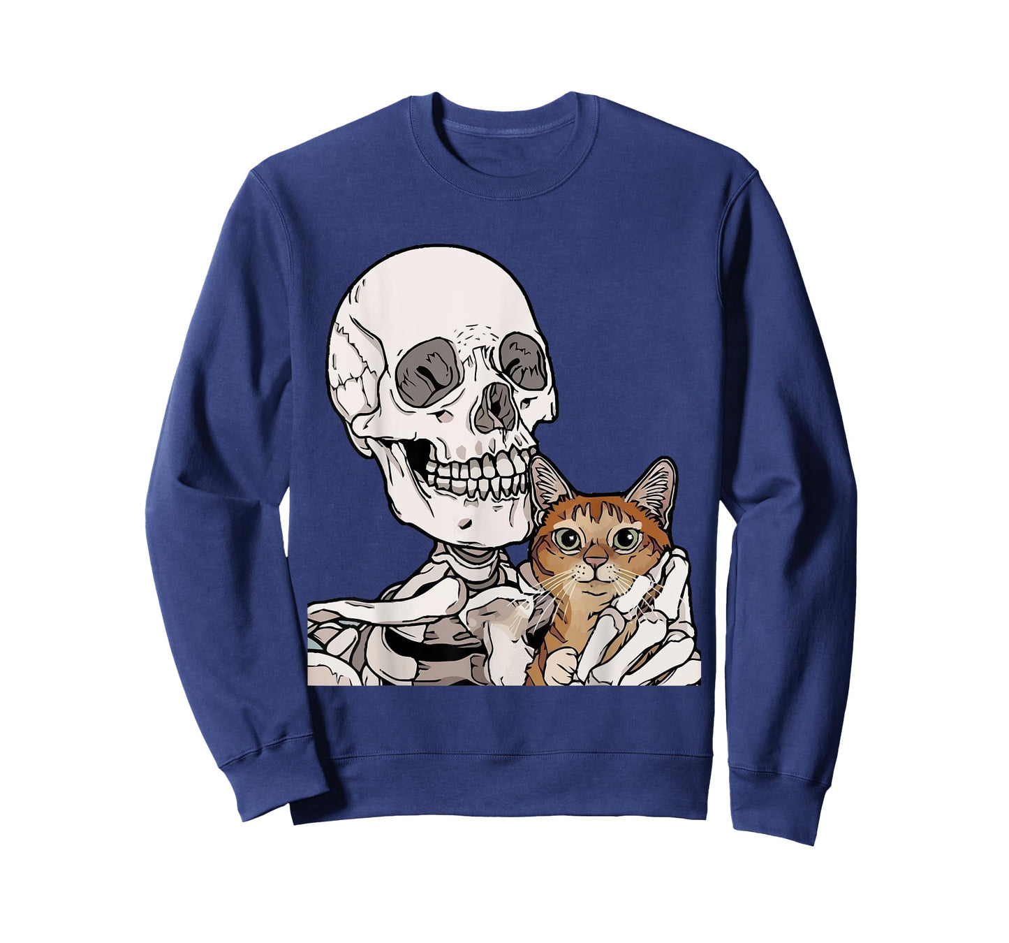 Skeleton Holding A Cat Shirt Lazy Halloween Costume Skull T-Shirt