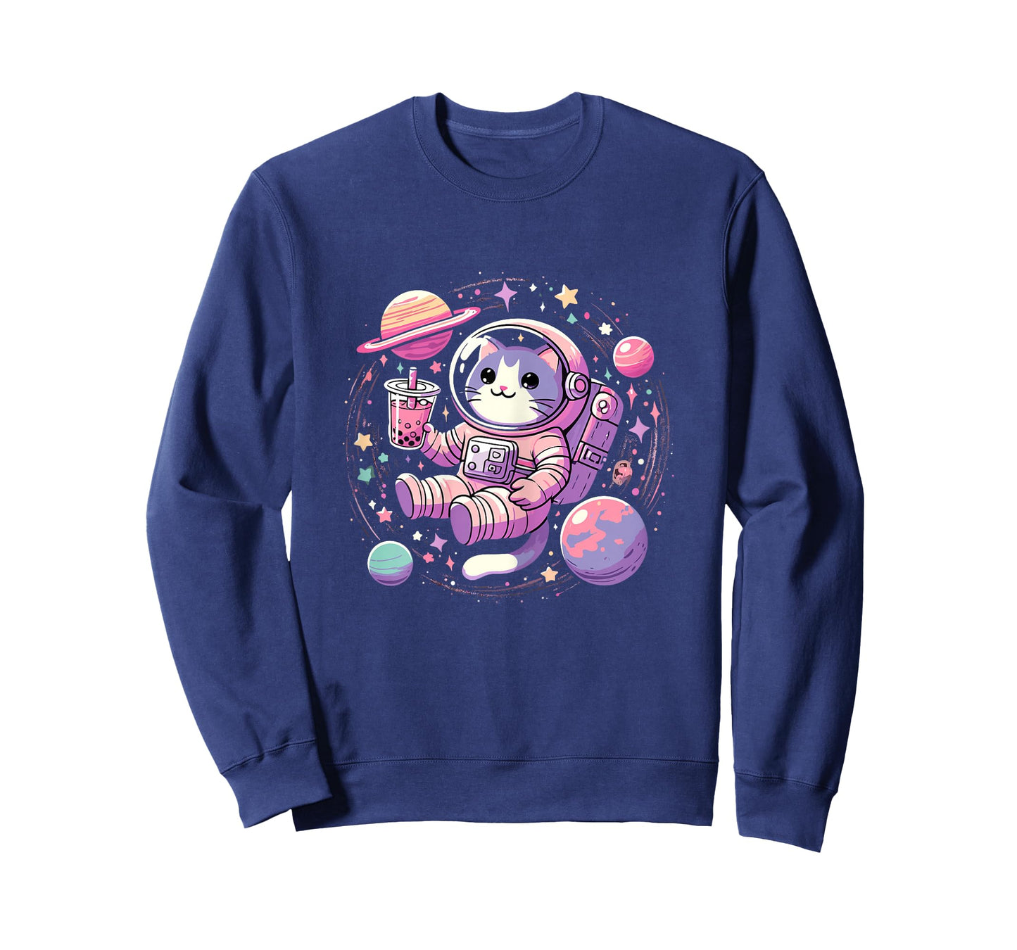 Kawaii Cat Bubble Tea Boba Tea In Space Astronaut T-Shirt