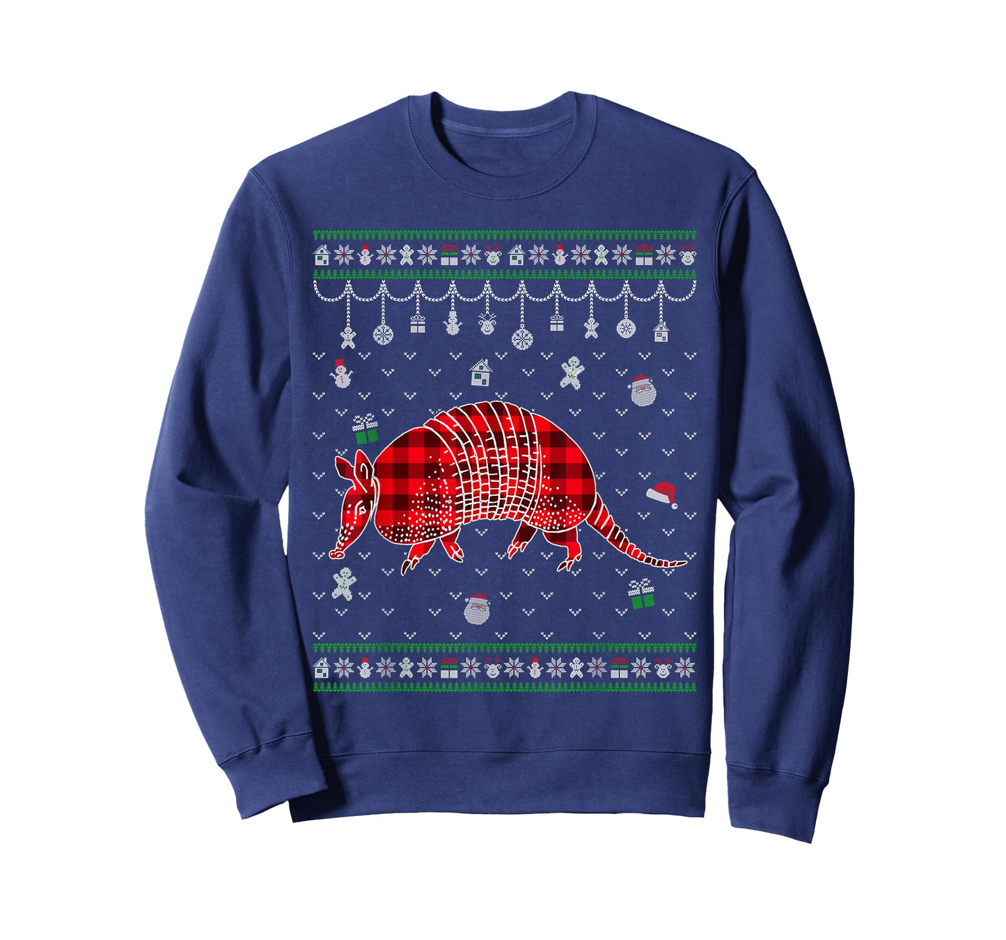 Red Plaid Armadillo Lover Funny Ugly Christmas Sweater T-Shirt