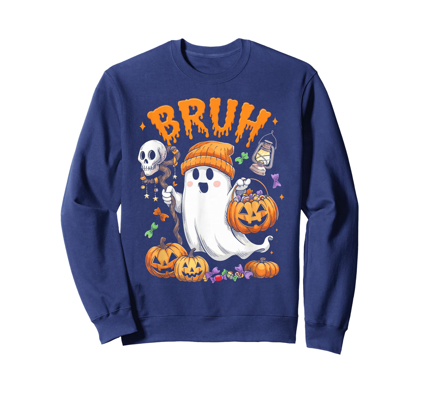 Bruh Ghost Halloween Cute Ghost Trick Or Treat Candy Kids T-Shirt