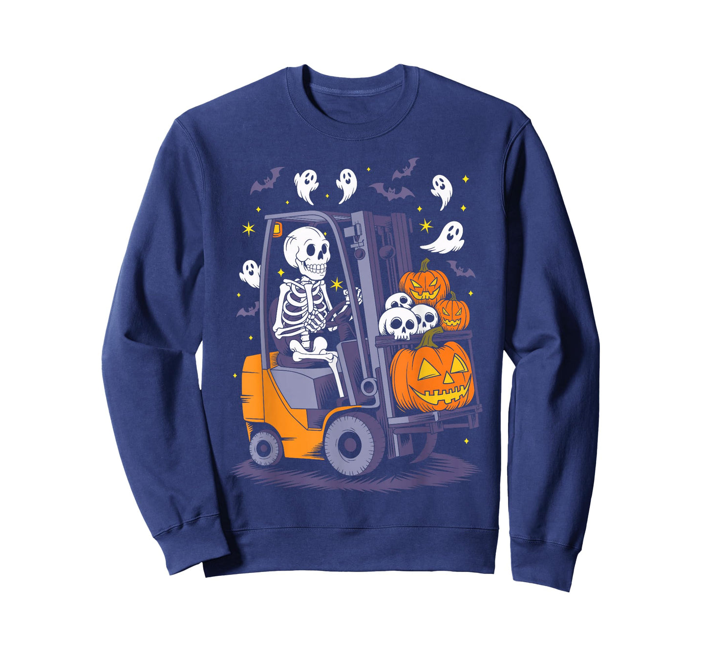 Funny Skeleton Forklift Operator Spooky Halloween Costume T-Shirt