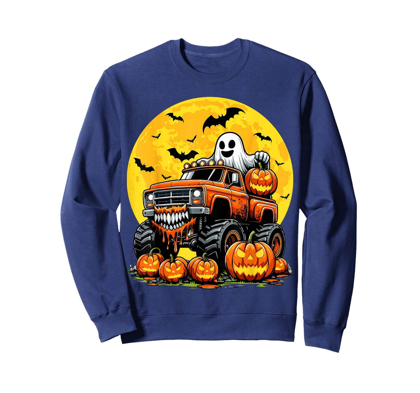 Kids Halloween Monster Truck Ghost Pumpkin Boys Halloween T-Shirt