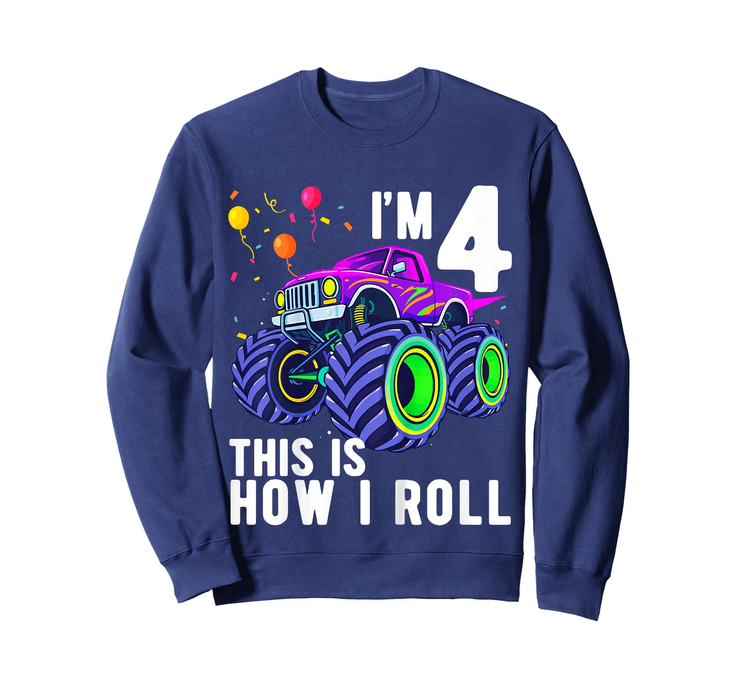 Kids Birthday Monster Truck 4 Year Old Boy 4th Birthday Party T-Shirt
