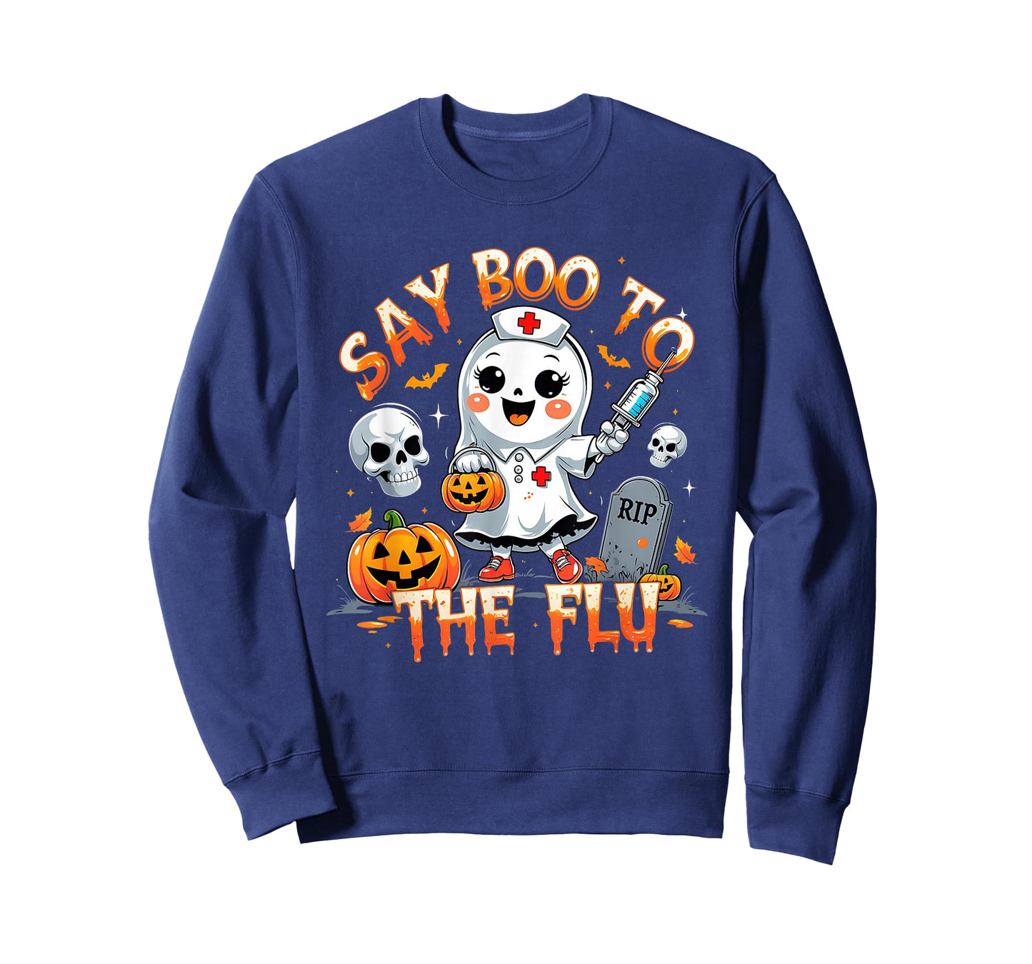 Say Boo to The Flu Ghost Nurse Halloween Costume T-Shirt