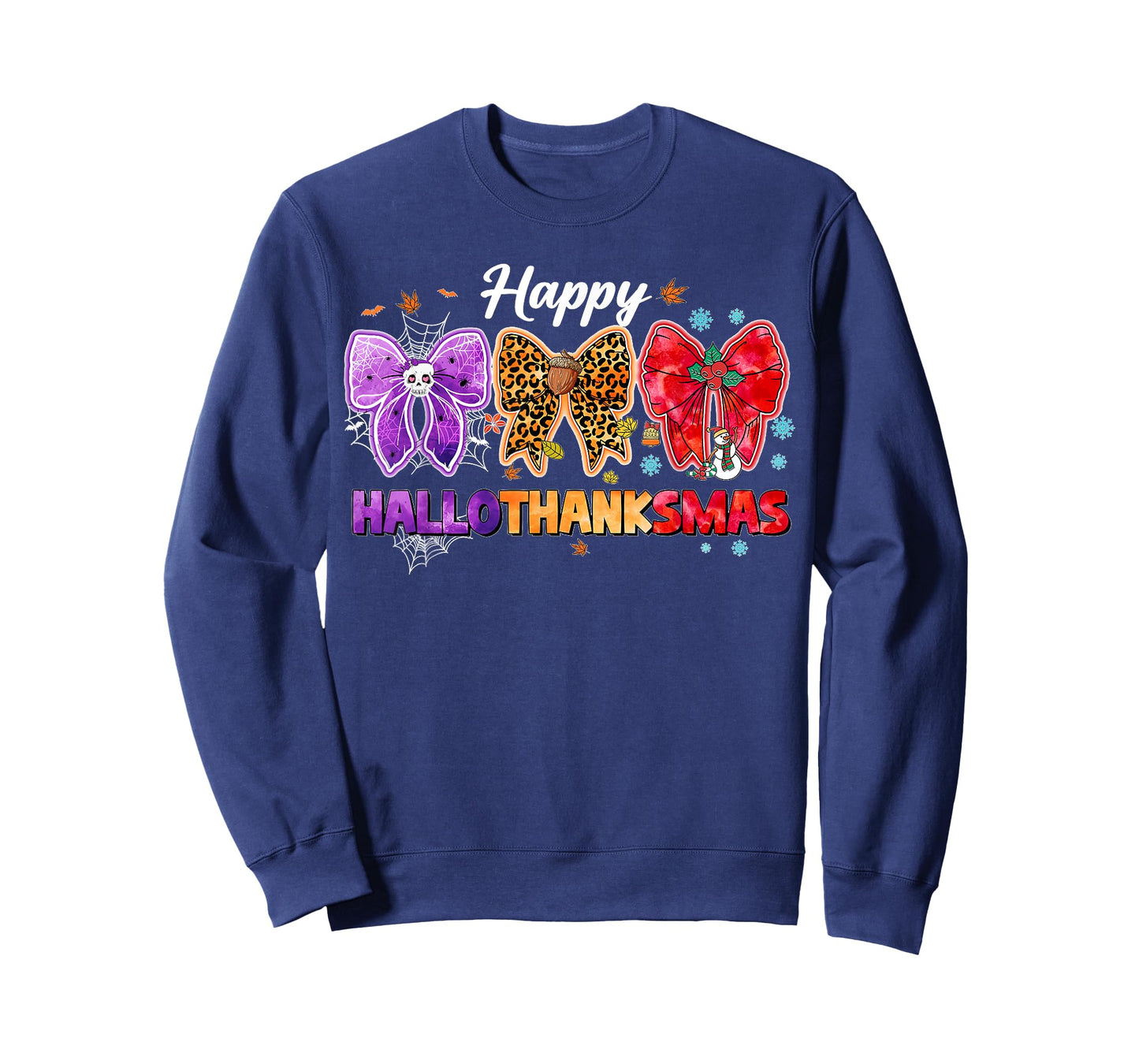 Happy Hallothanksmas Coquette Bow Halloween Merry Christmas T-Shirt