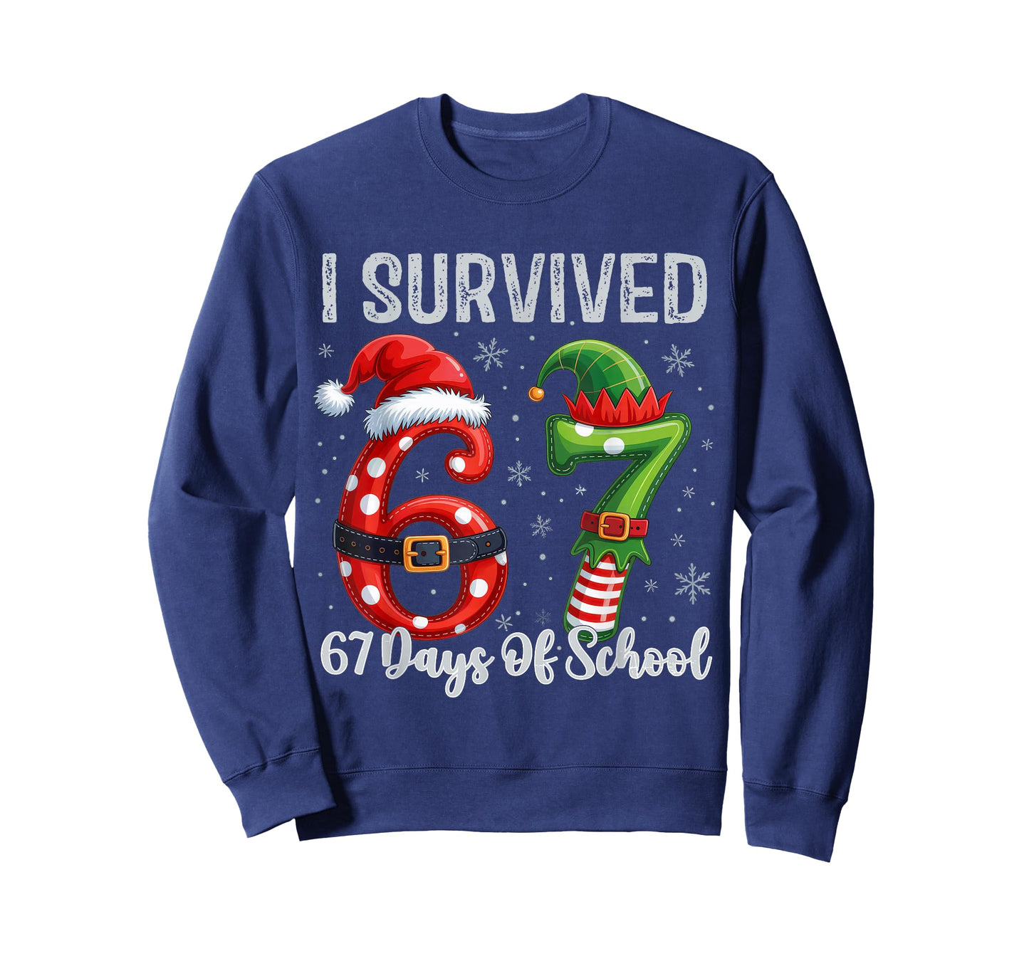 I Survived 67 Days of School Six Seven Meme Funny Santa Elf T-Shirt