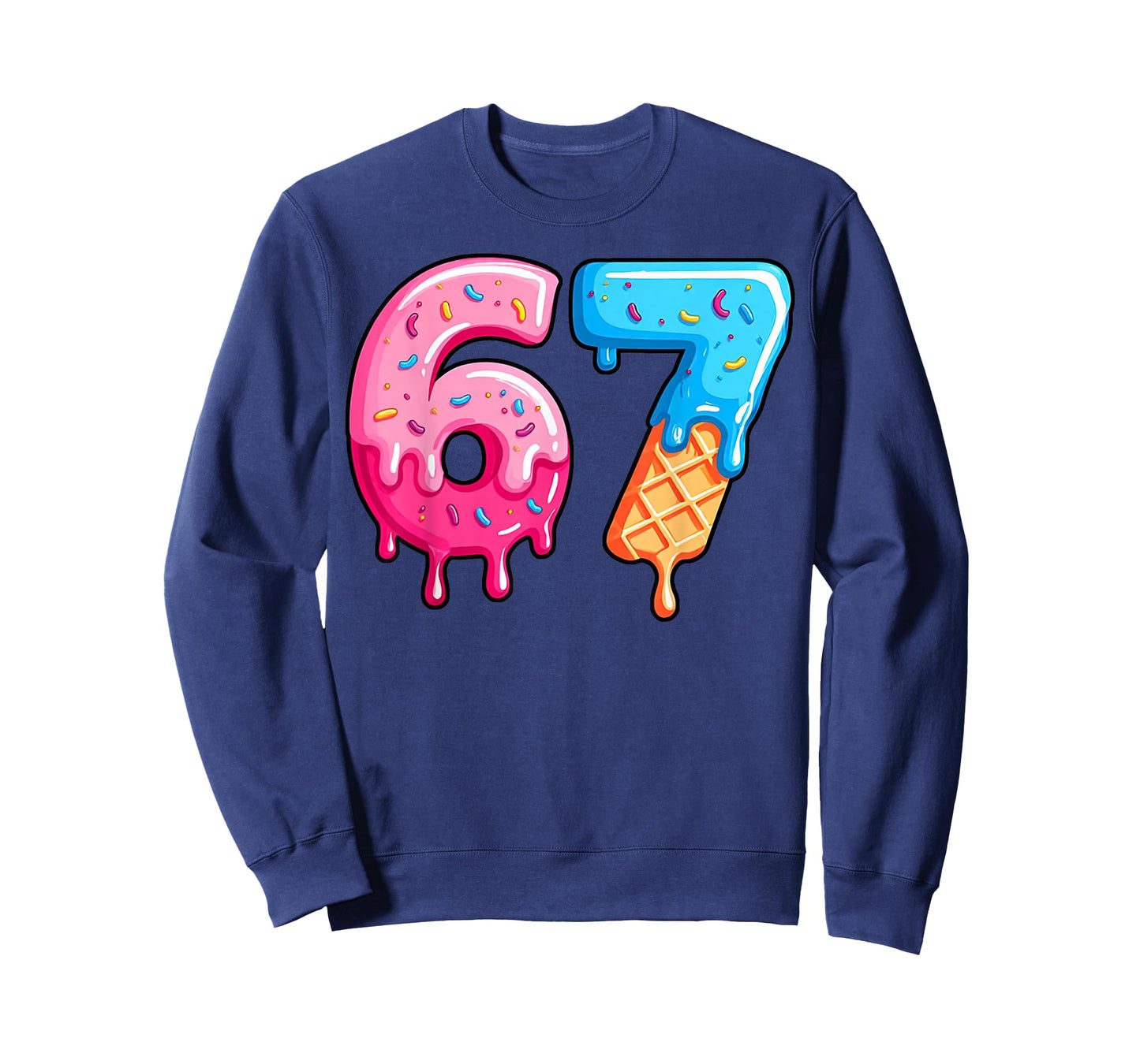 Six Seven Ice Cream Drip Cool Meme 67 Funny Number T-Shirt