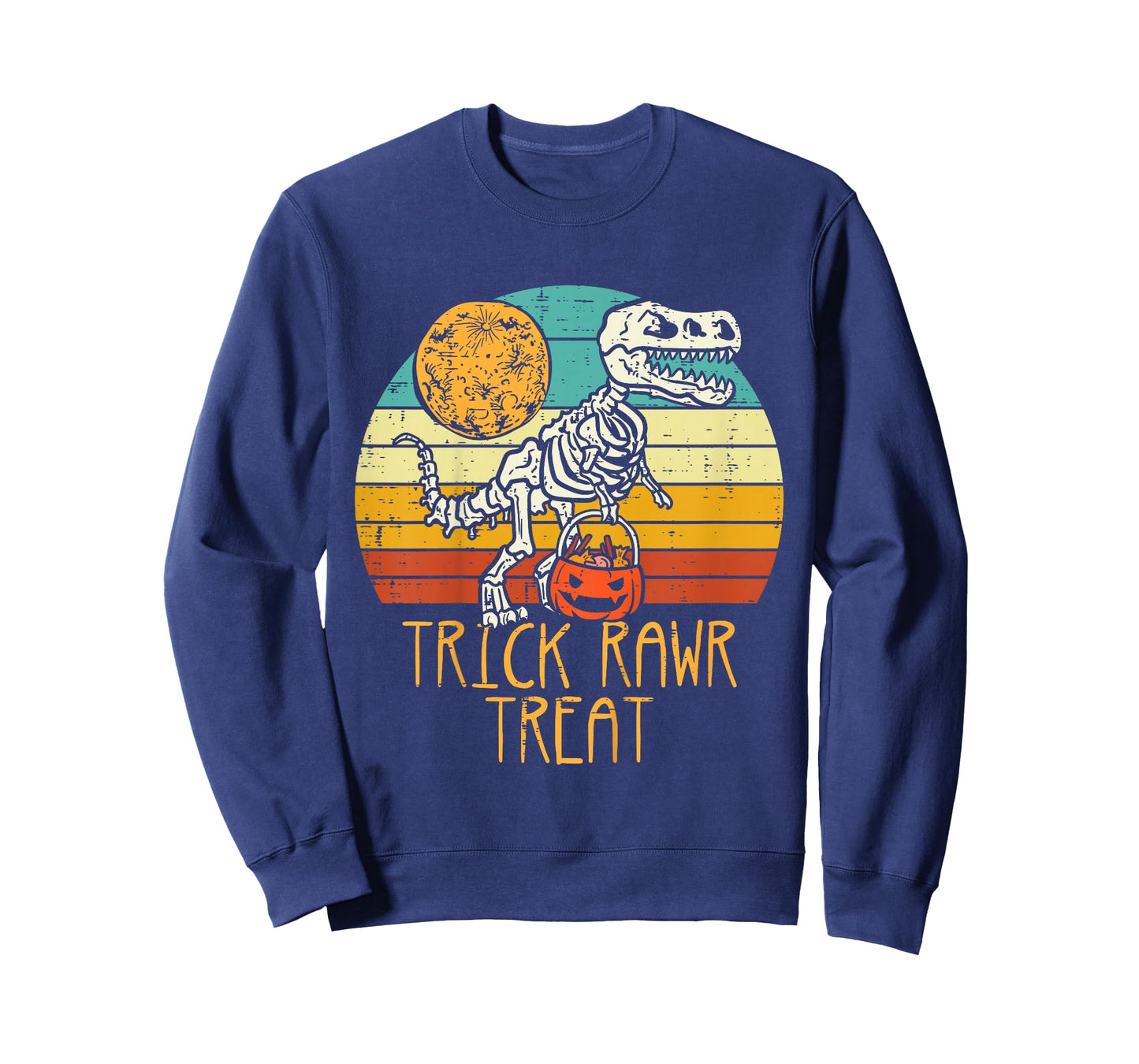 Kids Trick Rawr Treat Skeleton Dino Trex Toddler Boys Halloween T-Shirt