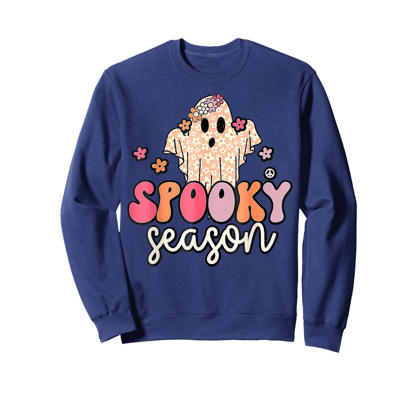 Groovy Spooky Season Ghost Flower Halloween Costume Girls T-Shirt