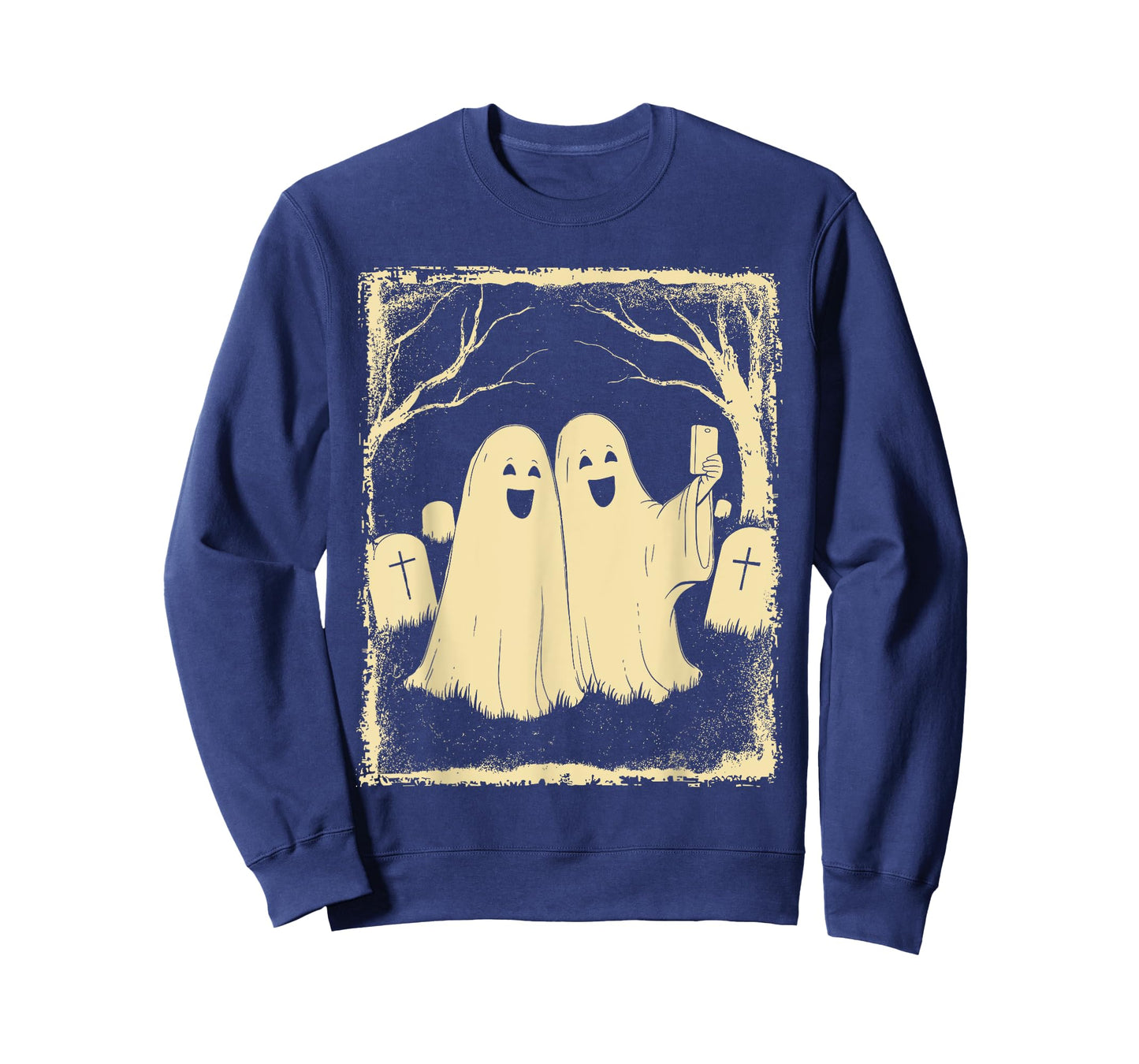 Funny Halloween Ghost Selfie Spooky Graveyard Retro Look T-Shirt