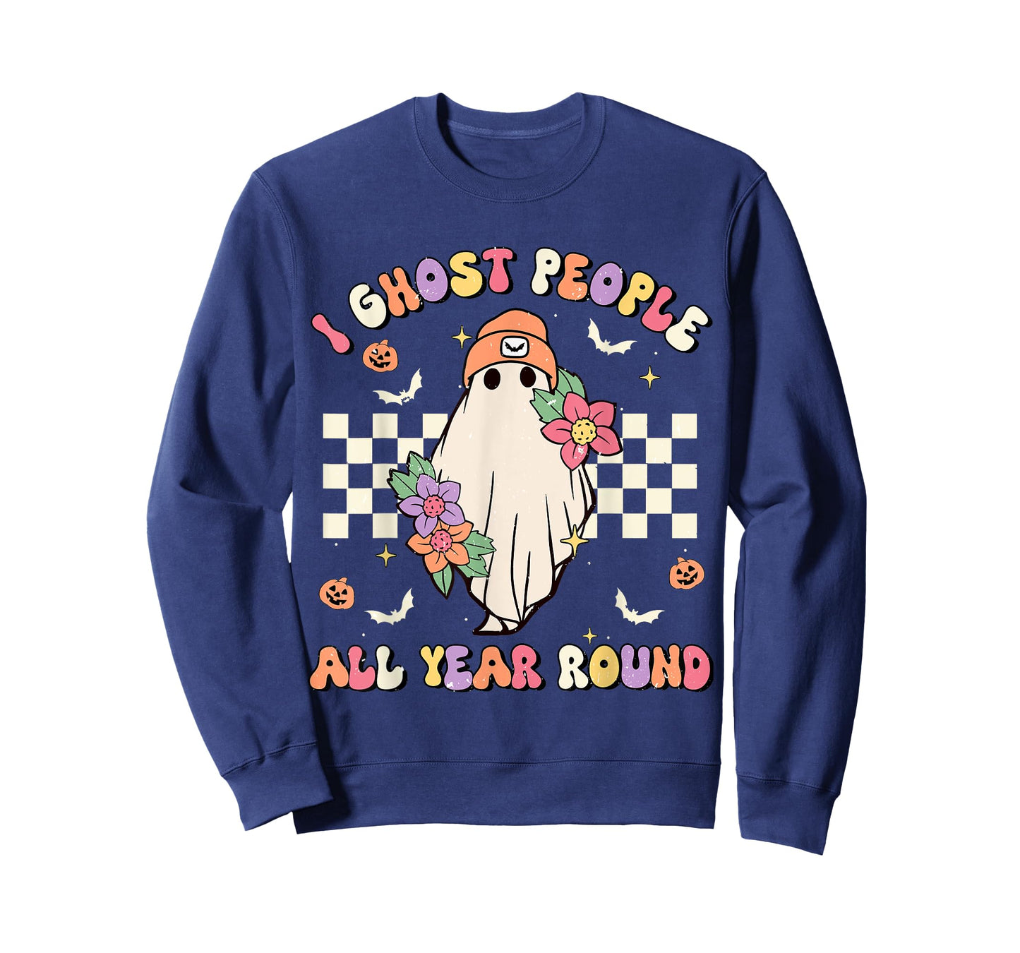 I Ghost People All Year Round Retro Halloween Ghost Floral T-Shirt