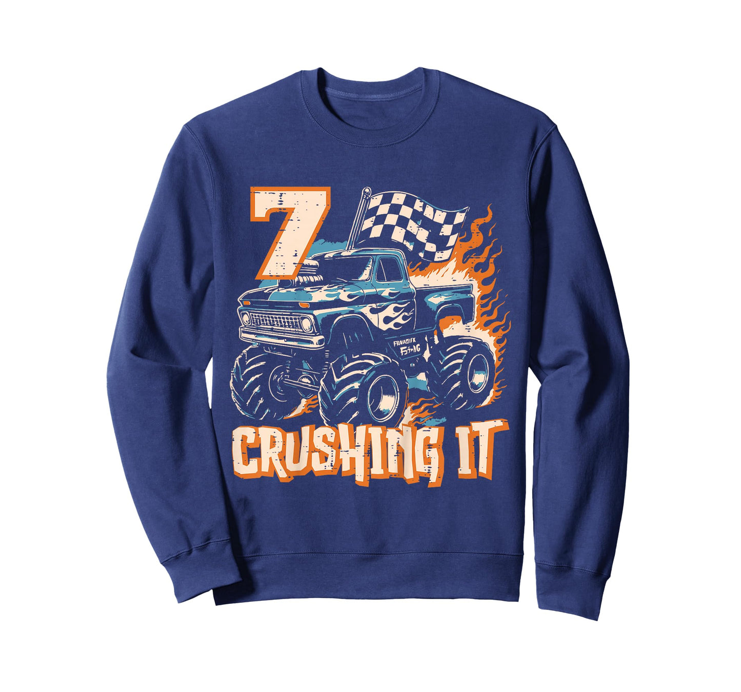 Kids 7 Crushing It Monster Truck Cool 7th Birthday Bday Boys Kids T-Shirt