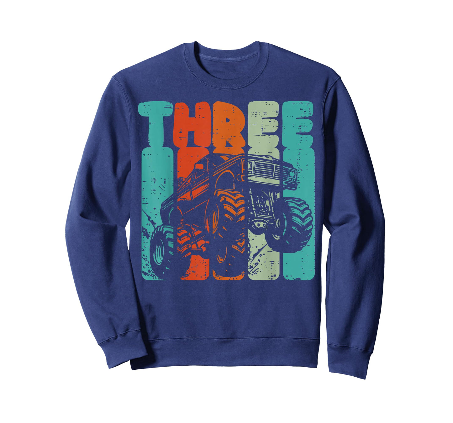 3rd Birthday Monster Truck Three Retro 3 Bday Boys Kid Youth T-Shirt