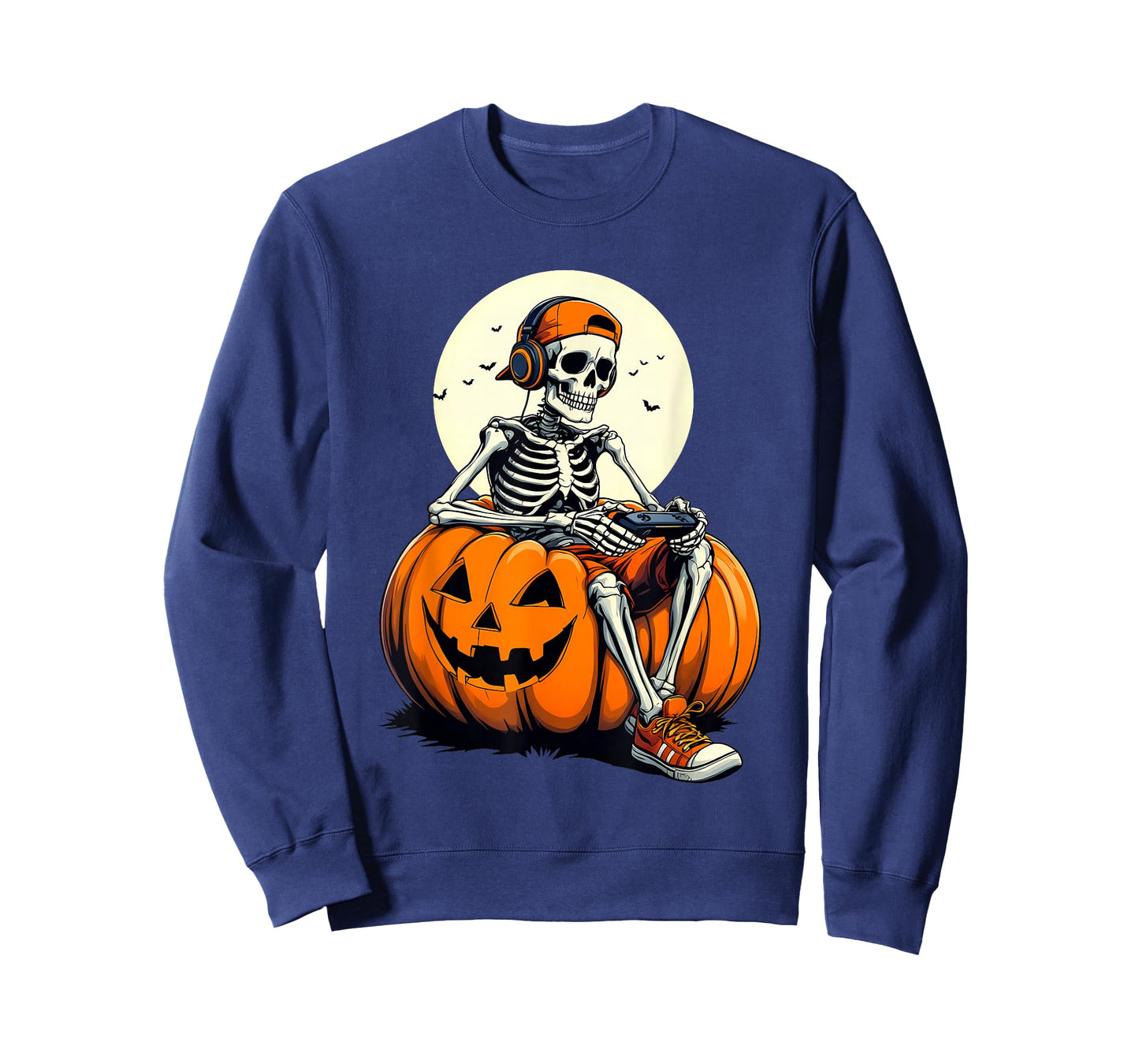 Spooky Pumpkin & Skeleton Gamer Tee | Boys & Kids Halloween T-Shirt