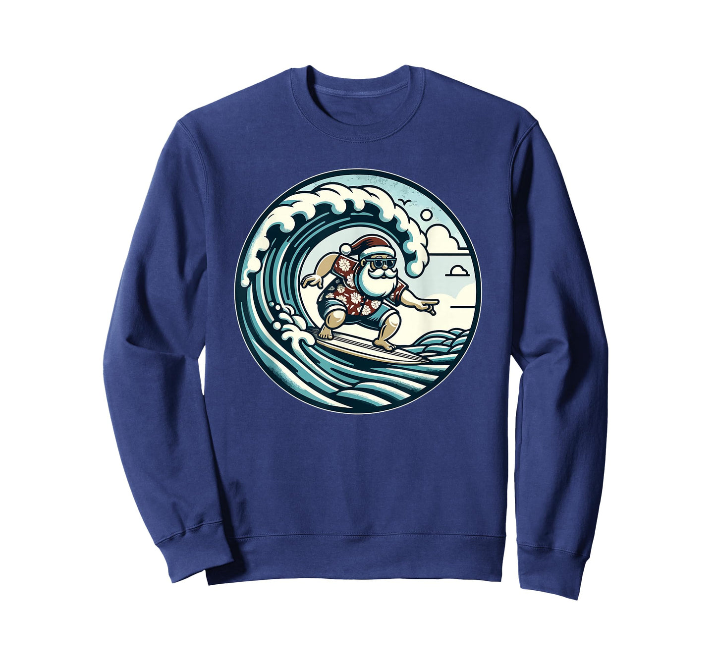 Santa Claus Hawaiian Surfing Christmas Aloha Tropical Xmas T-Shirt