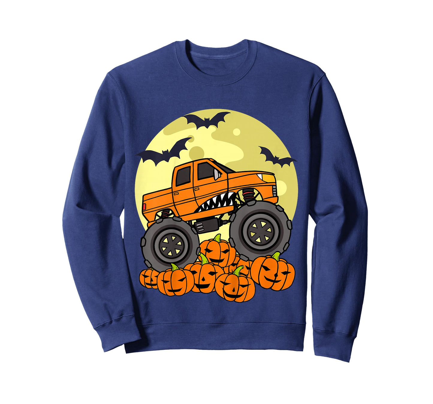 Kids Monster Truck Halloween Moon Jack O Lantern Pumpkin Toddler T-Shirt