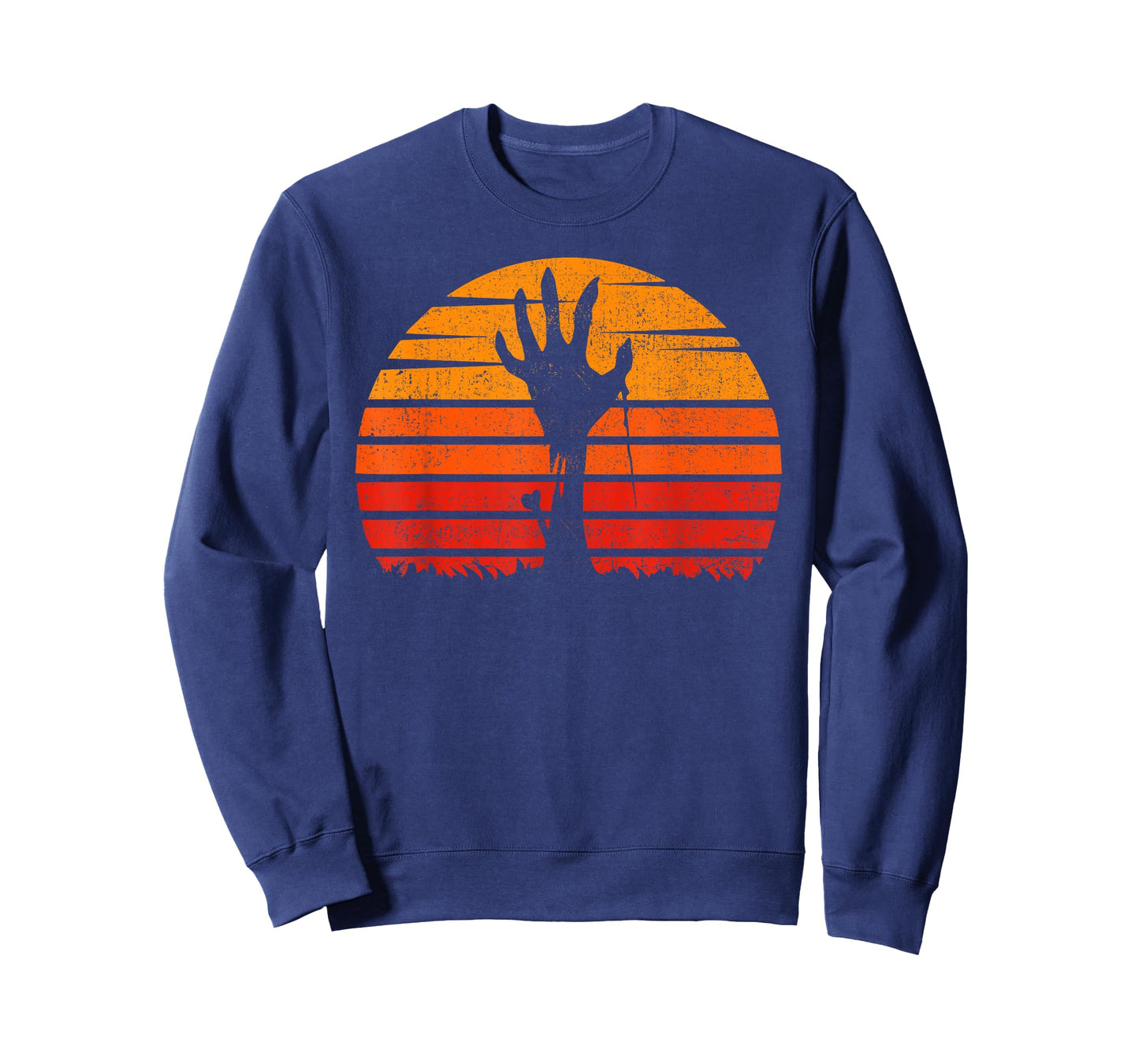 Vintage Retro Sunset Halloween Zombie Hand Scary Costume T-Shirt