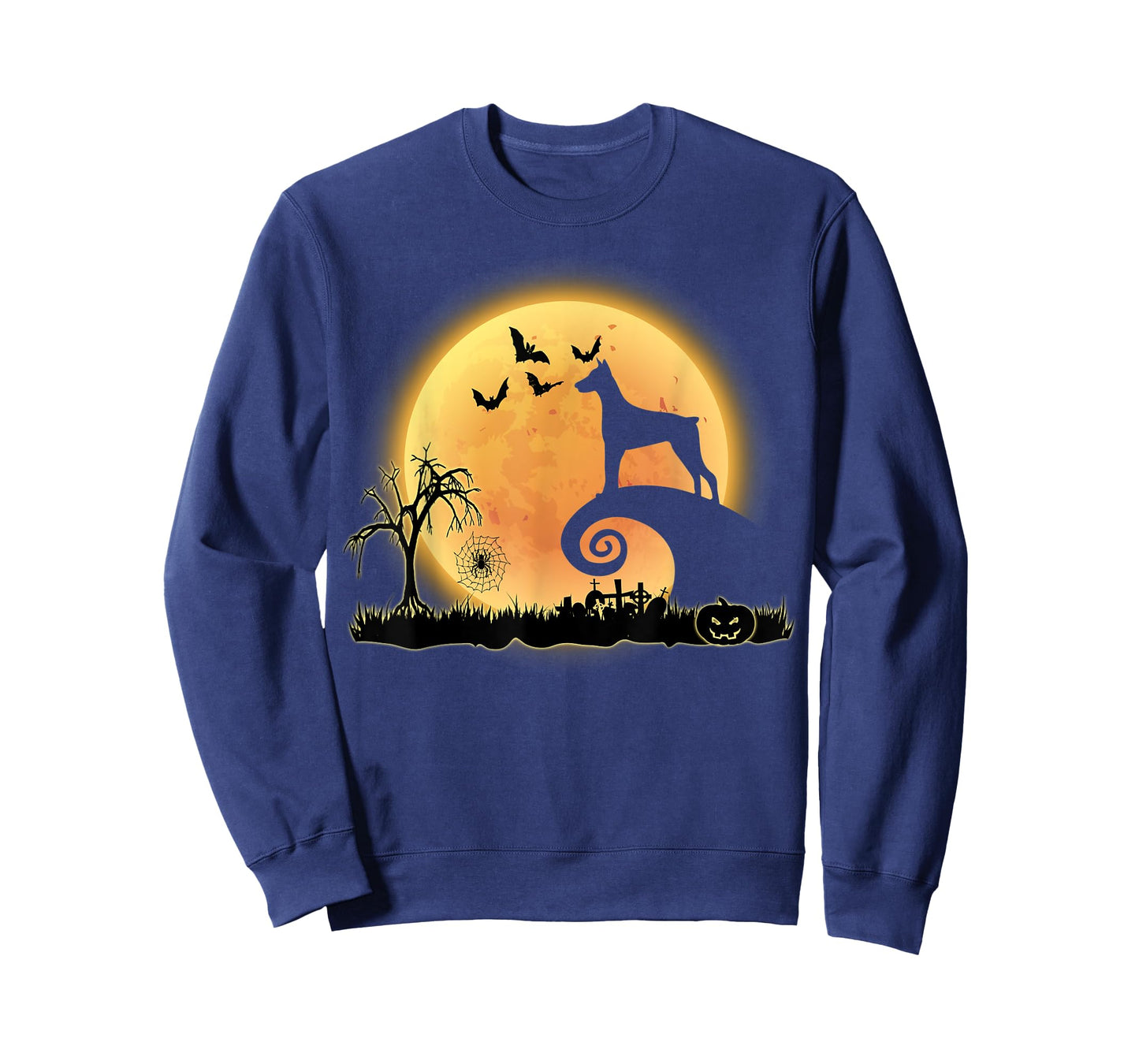 Doberman Dog And Moon Funny Scary Halloween Costume T-Shirt