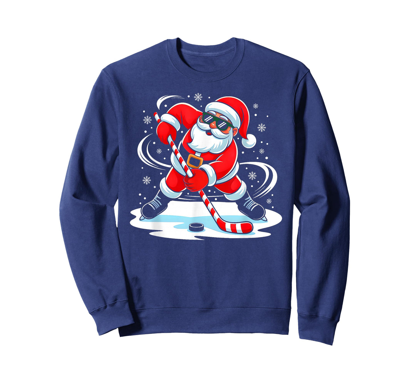 Funny Christmas Ice Hockey Santa Xmas Pajamas Men Boys Kids T-Shirt