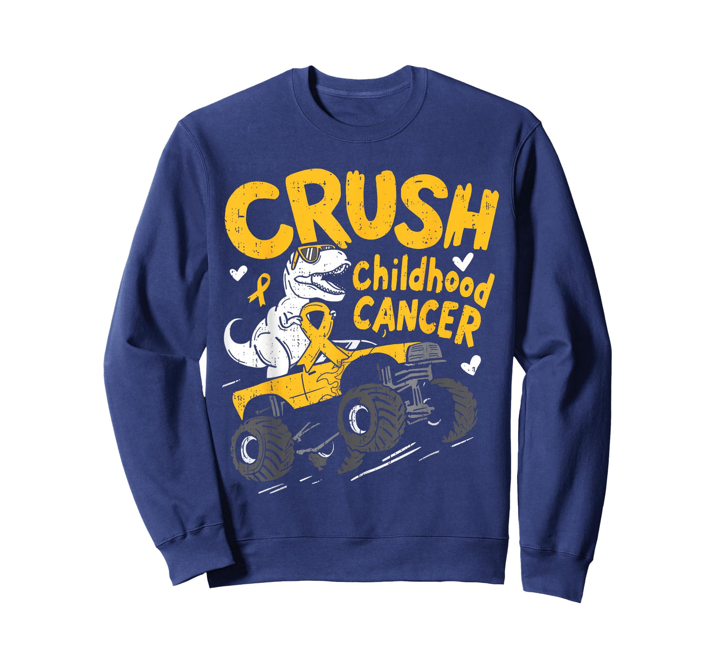 Crush Childhood Cancer Awareness T Rex Dino Truck Boy Kids T-Shirt