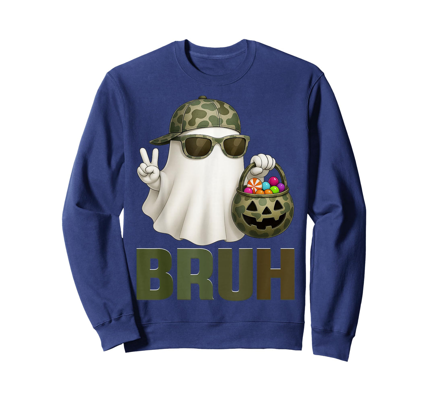 Bruh Halloween Camouflage Camo Ghost Hello Costumes Boy T-Shirt