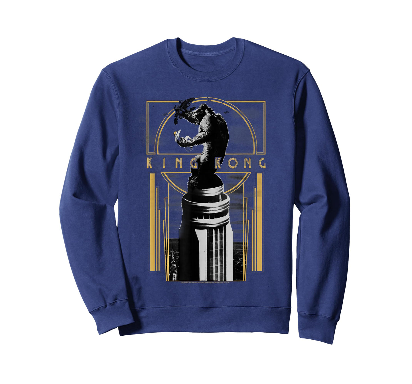 Warner Bros. King Kong Deco Grey Cotton Polyester Blend Regular Fit Crew Neck Short Sleeve T-Shirt, Small, Unisex-Adults, Women, Casual, Spring, Summer