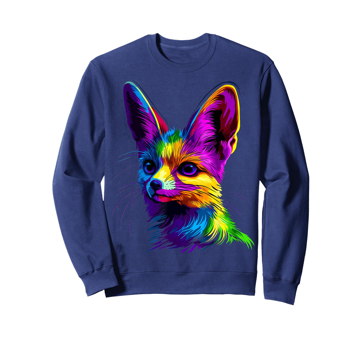 Colorful Fennec Fox Face Cute Animal Lover Men Women Black T-Shirt