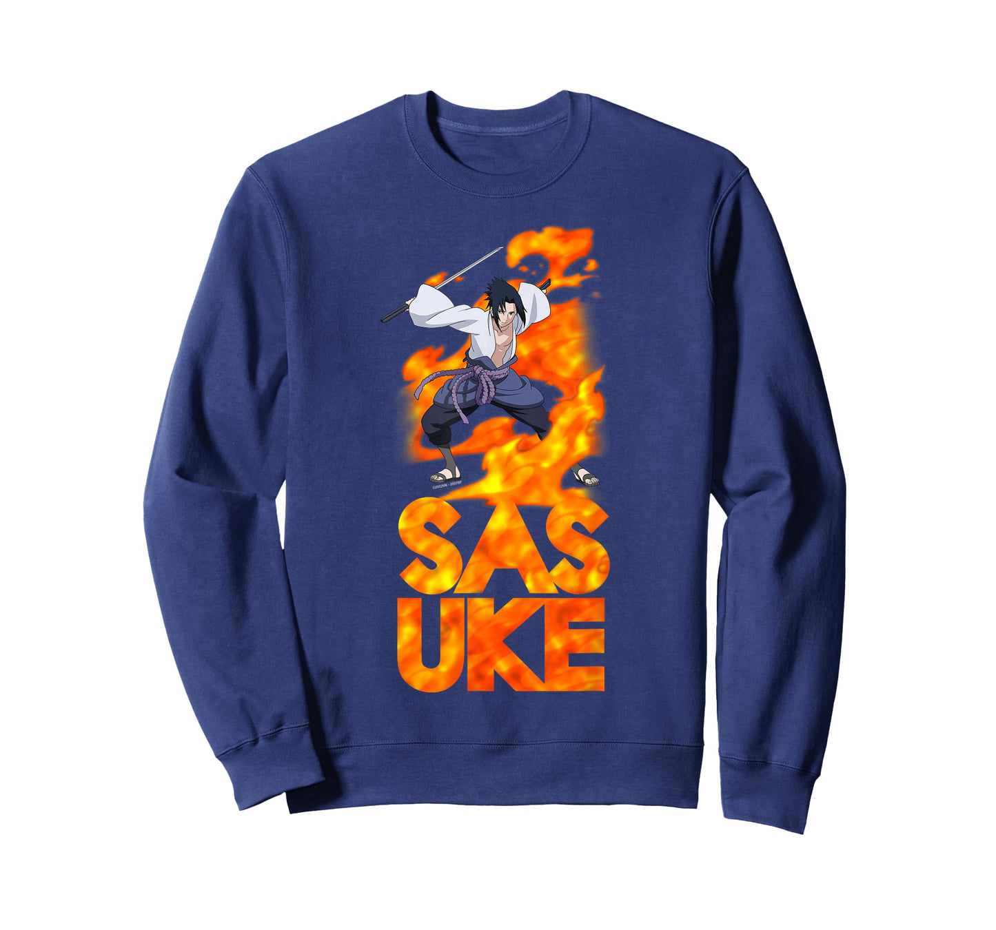 Naruto Shippuden Sasuke Stacked Flame Type Anime T-Shirt
